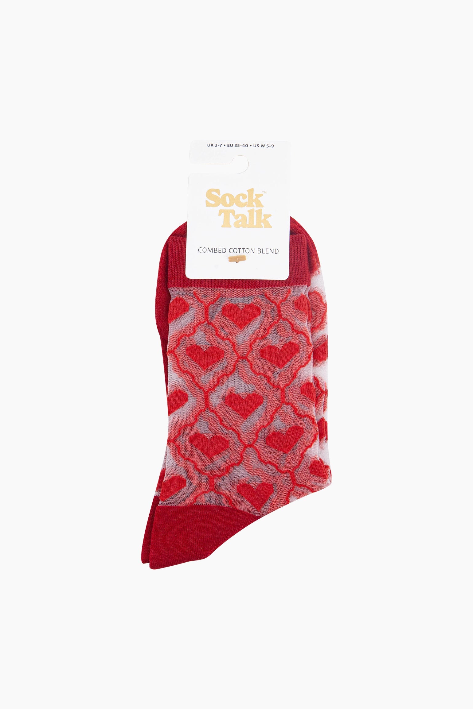 Red Heart Ribbon Combed Cotton Sheer Pop Socks in Red, Image 4 of 4