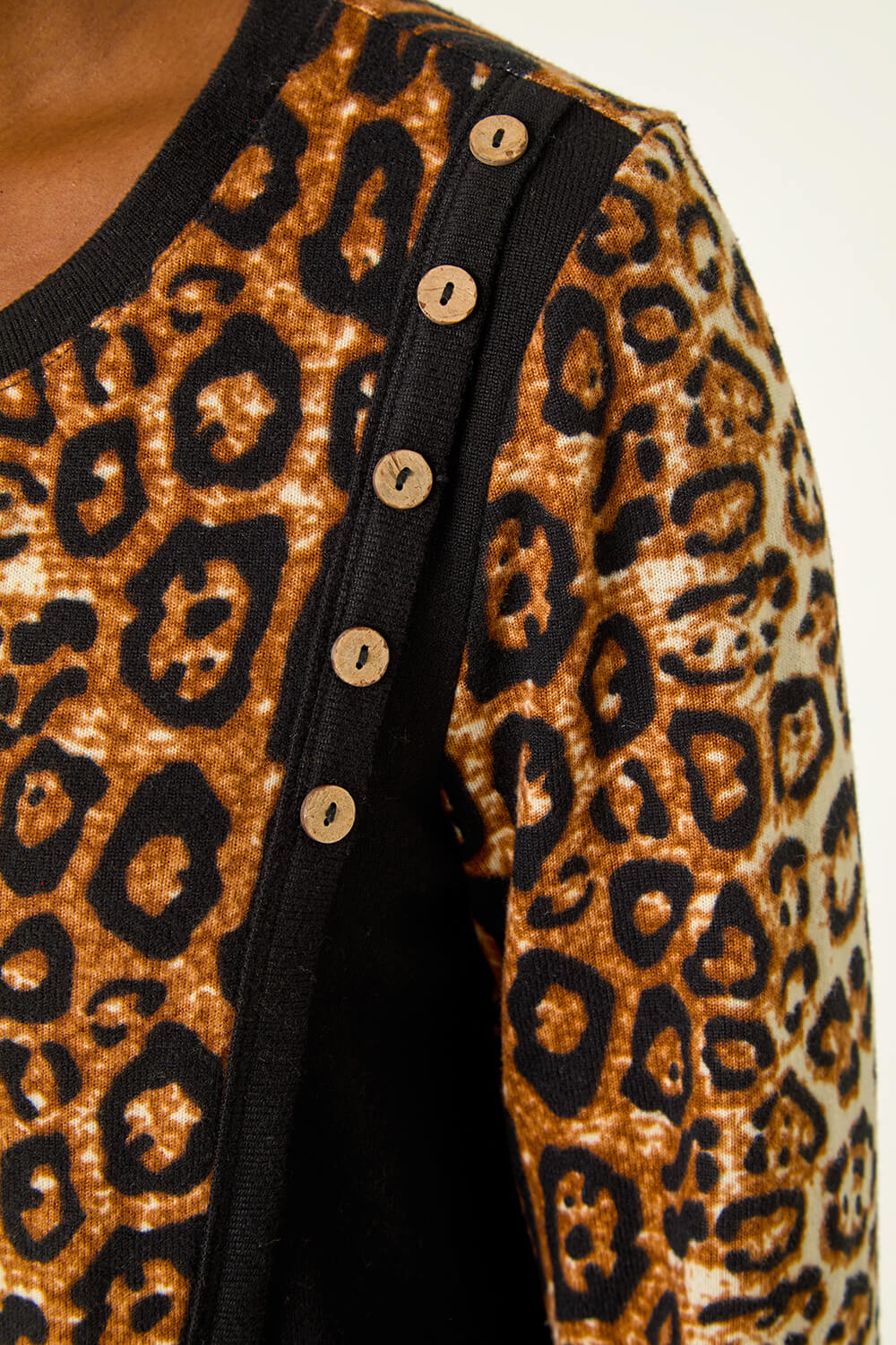 Natural Animal Print Button Detail Top, Image 6 of 5
