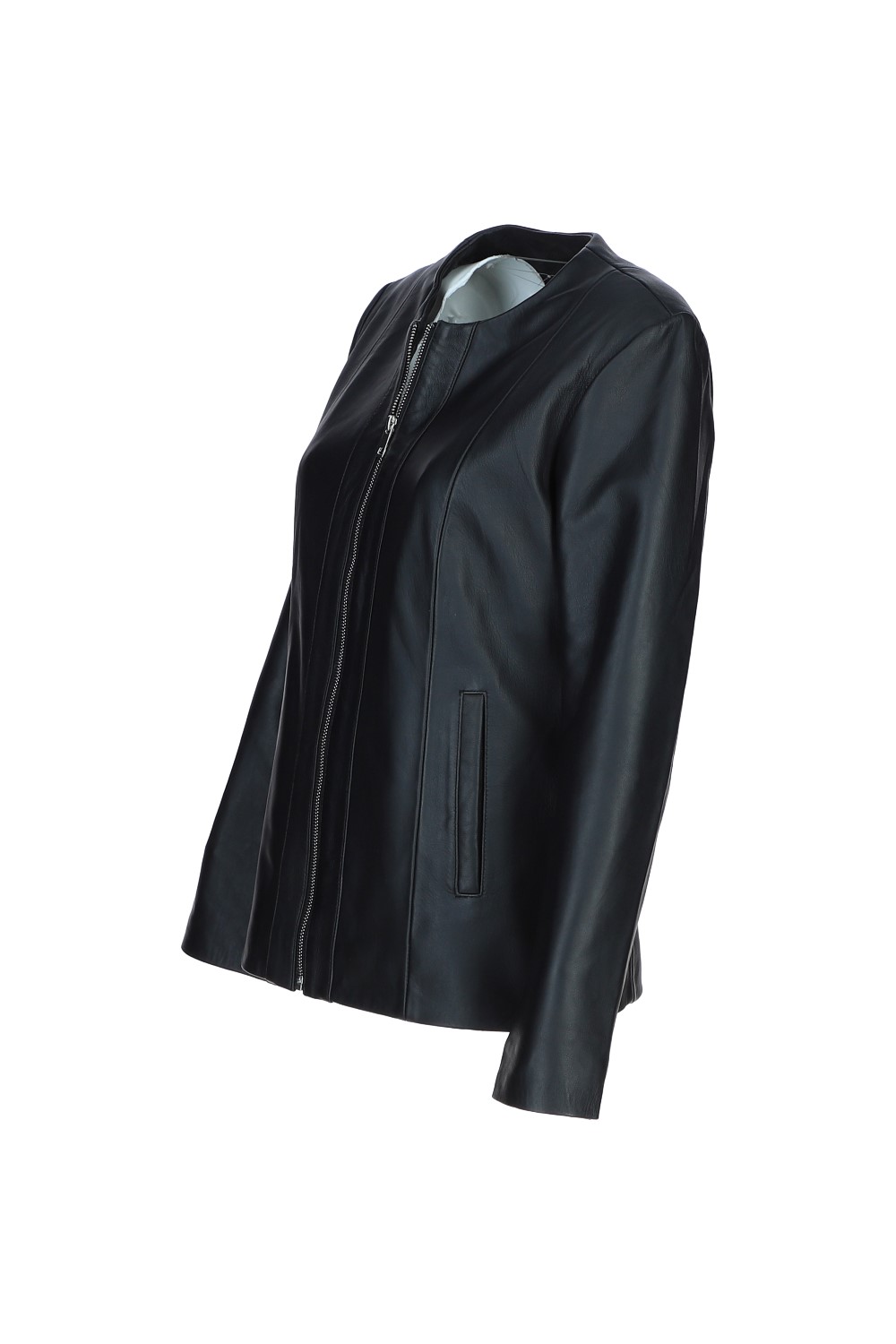 Black Ashwood Leather Black Real Leather Casual Collarless Jacket, Image 3 of 5