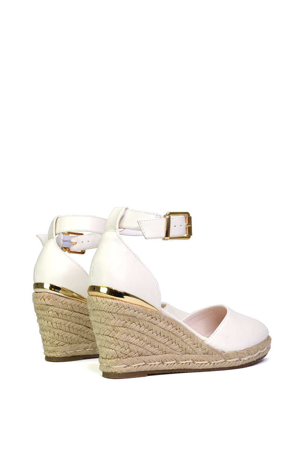 White 'Forest' Closed Toe Espadrille Wedge Heel Sandals, Image 3 of 5