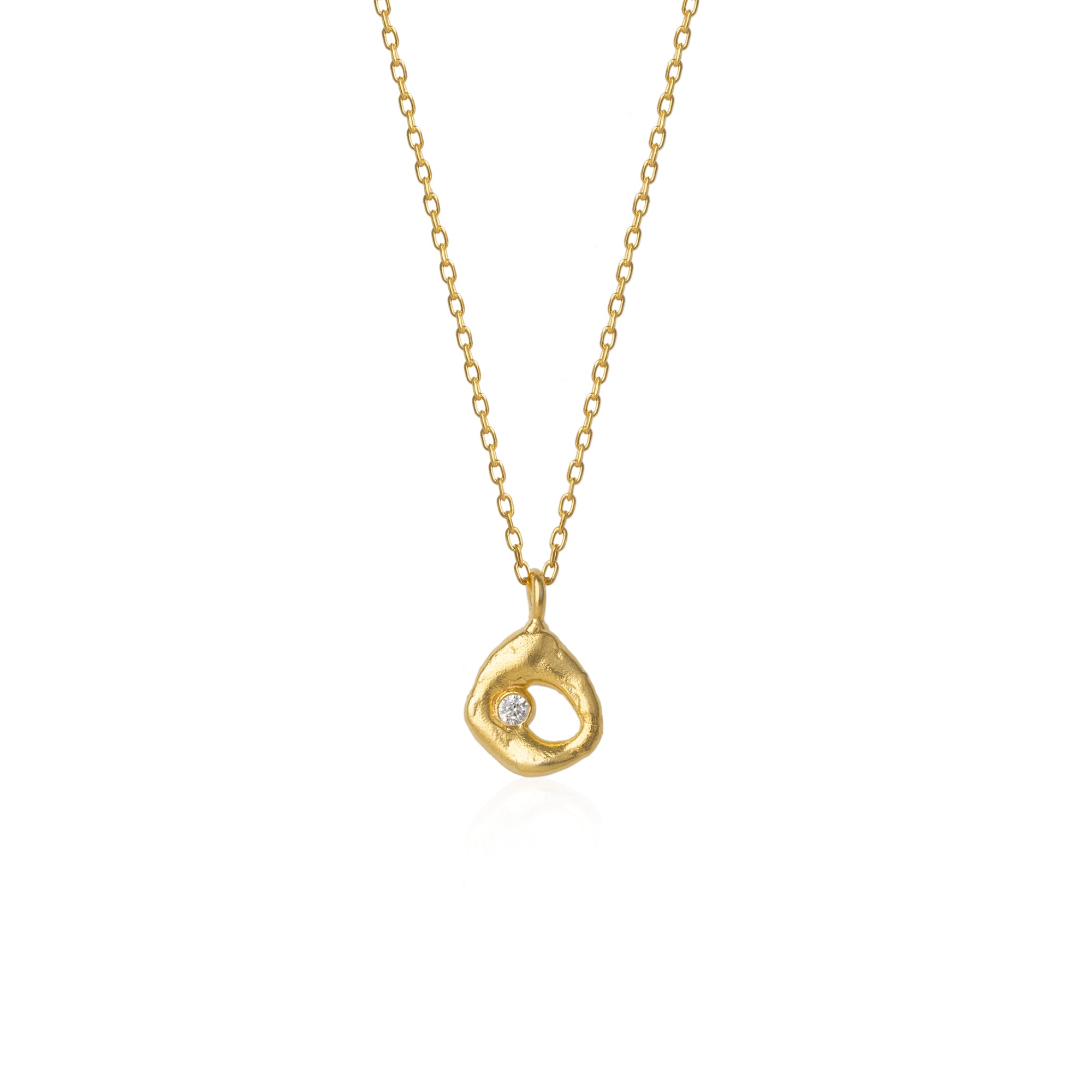 Gold Dripping Molten Natural Textured Sterling Silver Authentic Pendant Necklace, Image 1 of 4