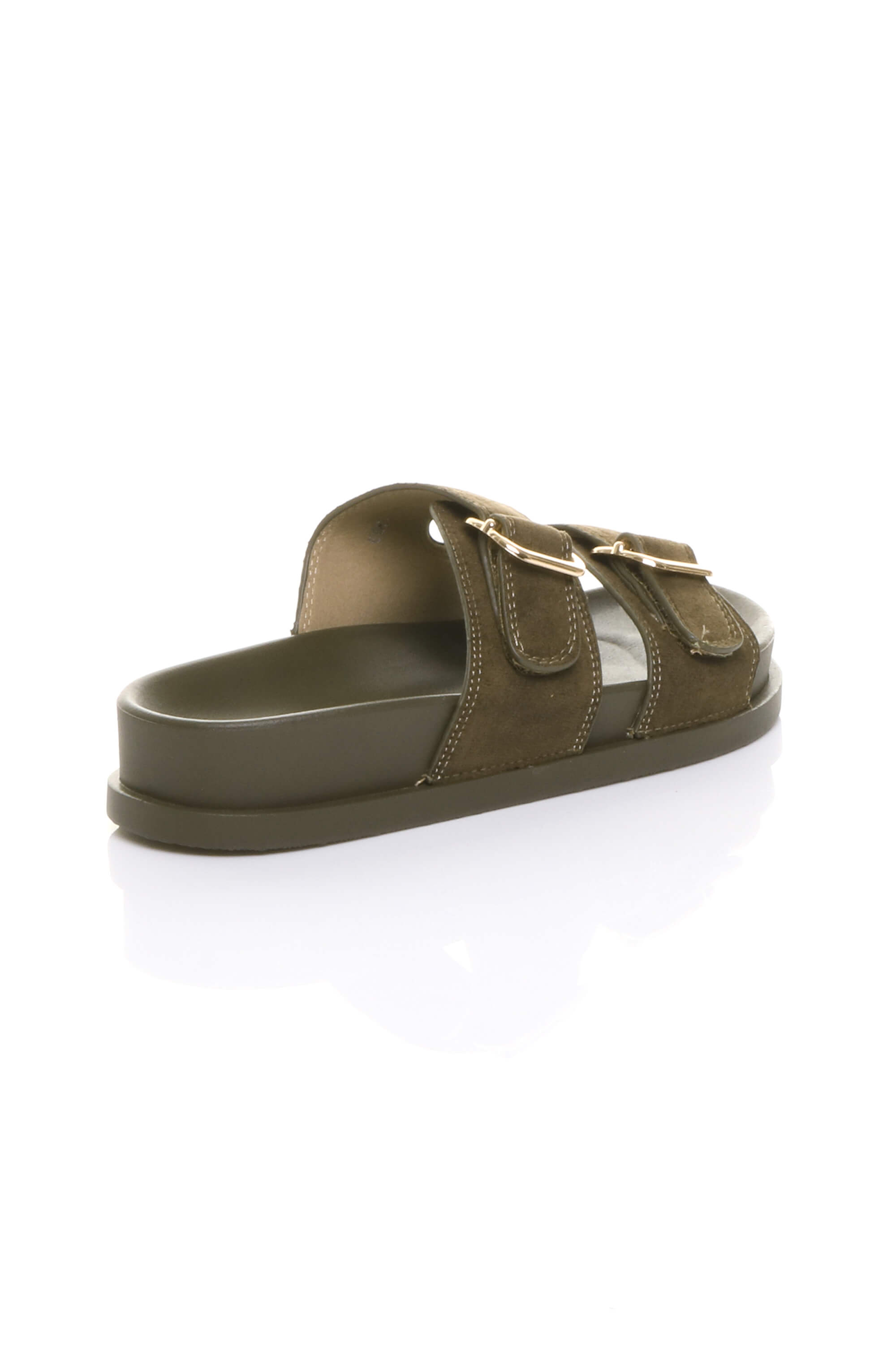 Pale Green AJVANI Pale Green Flatform Double Buckle Footbed Sandals, Image 4 of 4