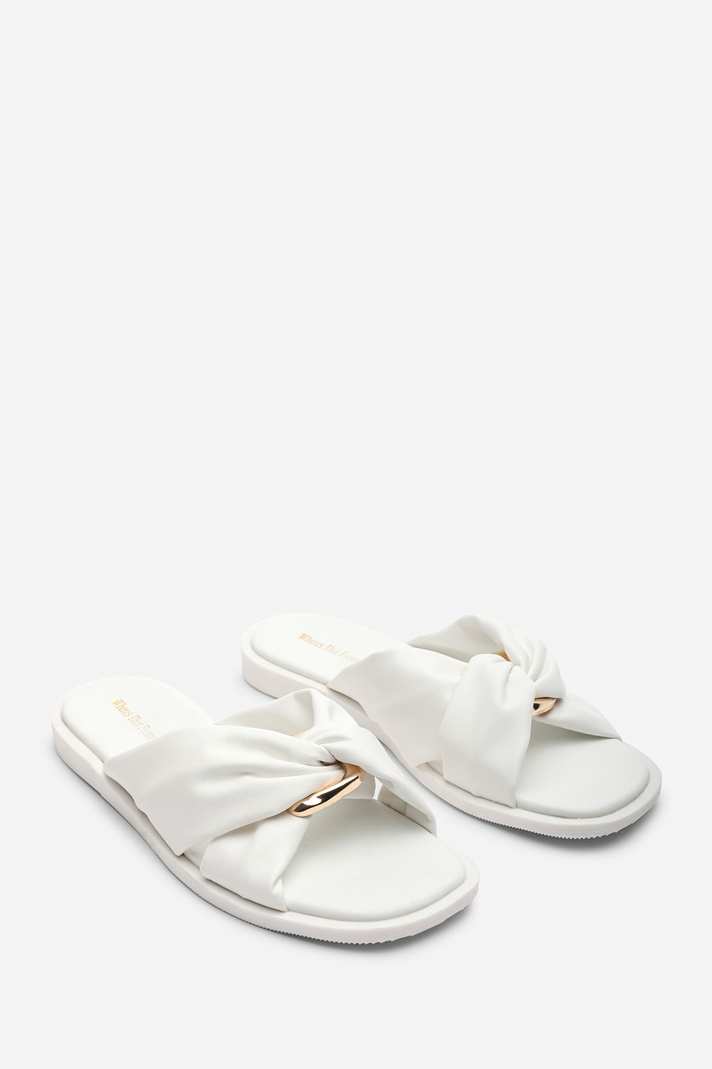 White Brooklyne Twist Open Toe Slide On Sandals, Image 4 of 6