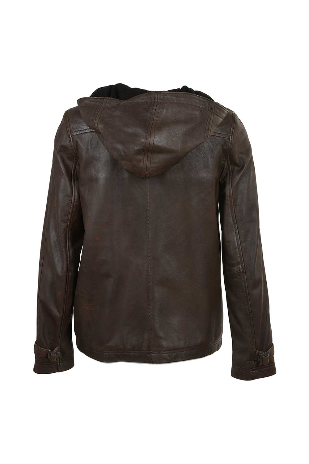 Khaki Ashwood Leather Khaki 'Nicola' Real Leather Hooded Jacket Women Coat, Image 4 of 5
