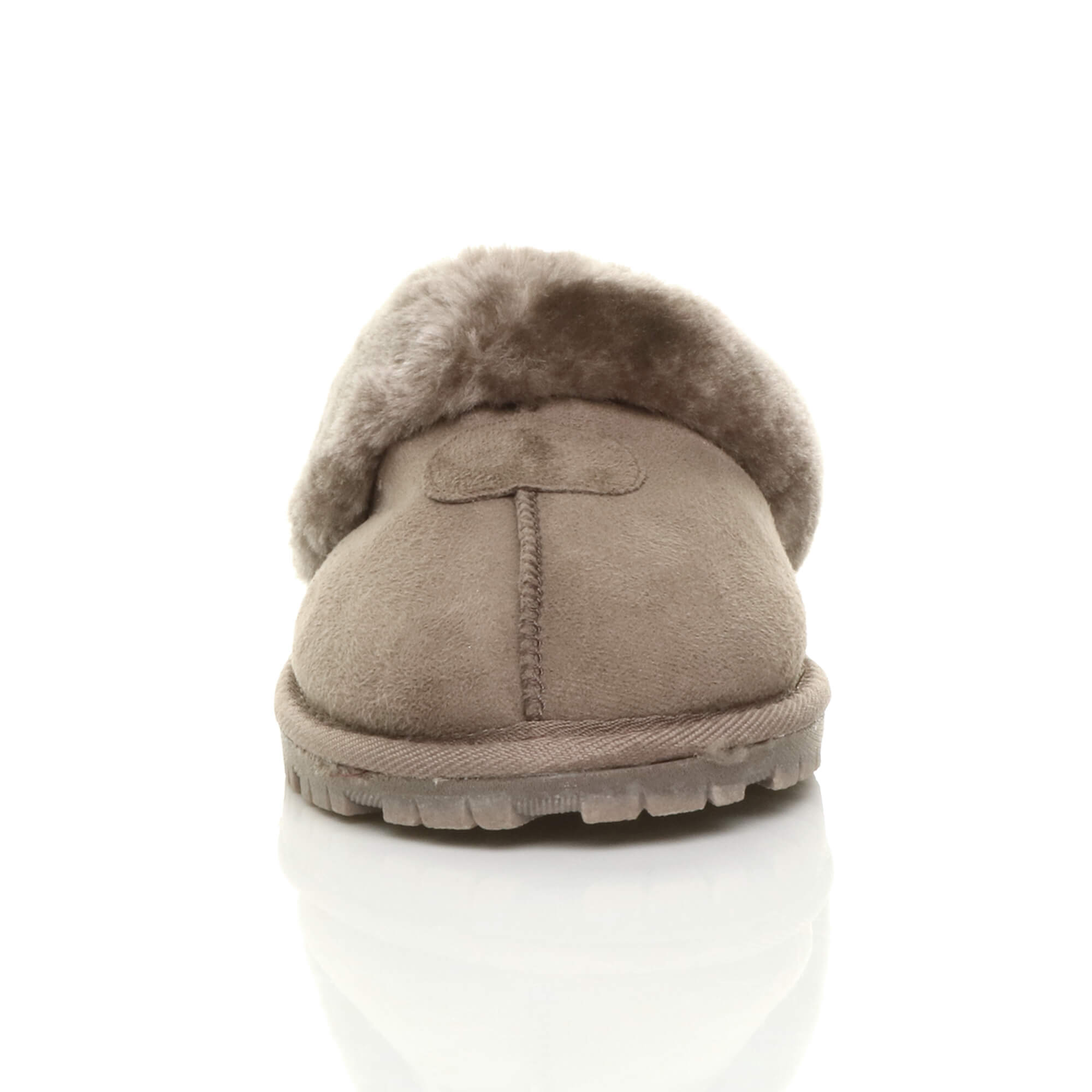 Mocha Faux Fur Lined Slip On Memory Foam Mules Slippers, Image 5 of 5