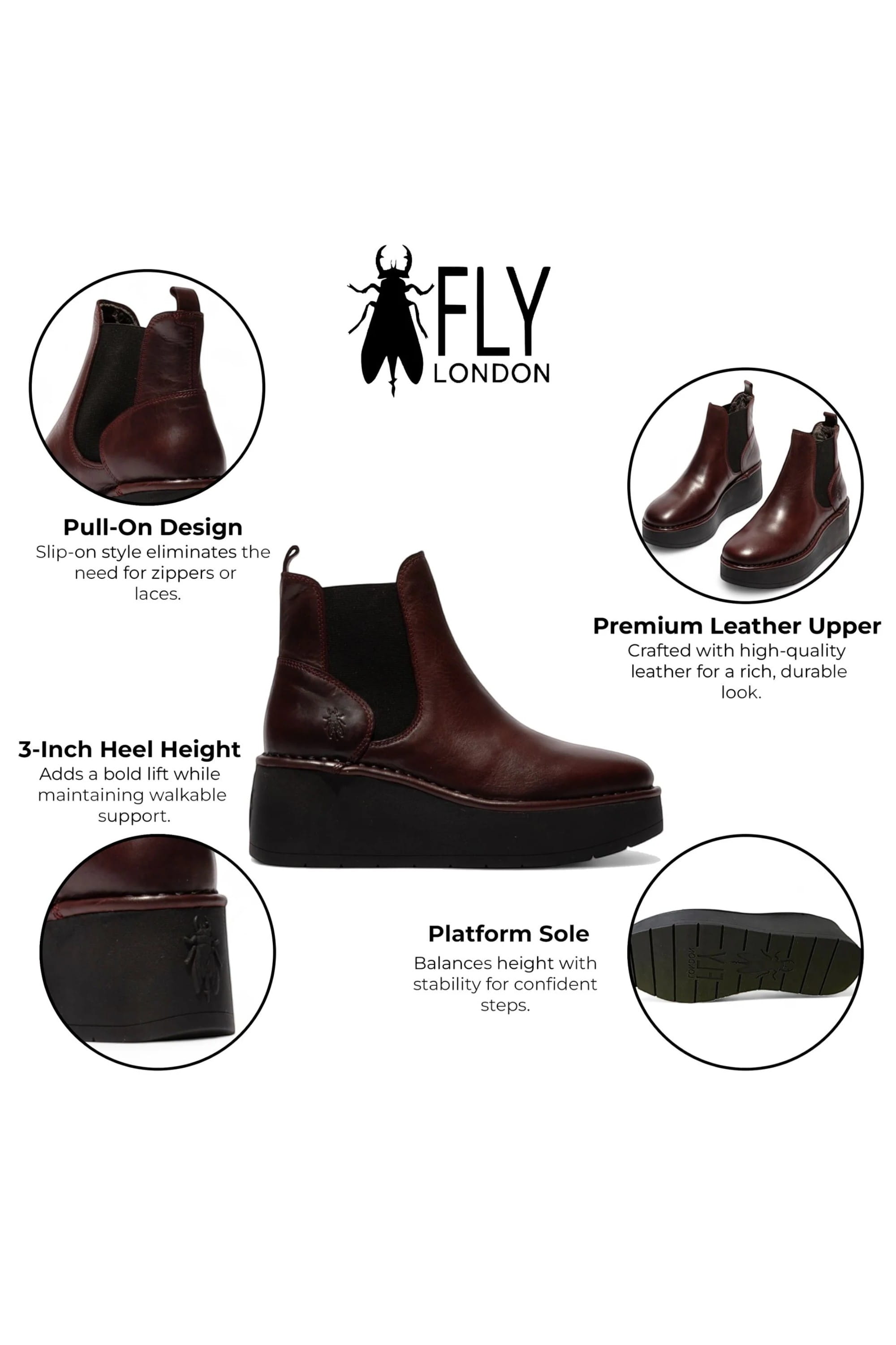 Red Womens Heel Ankle Platform Boots-HELY268, Image 3 of 5