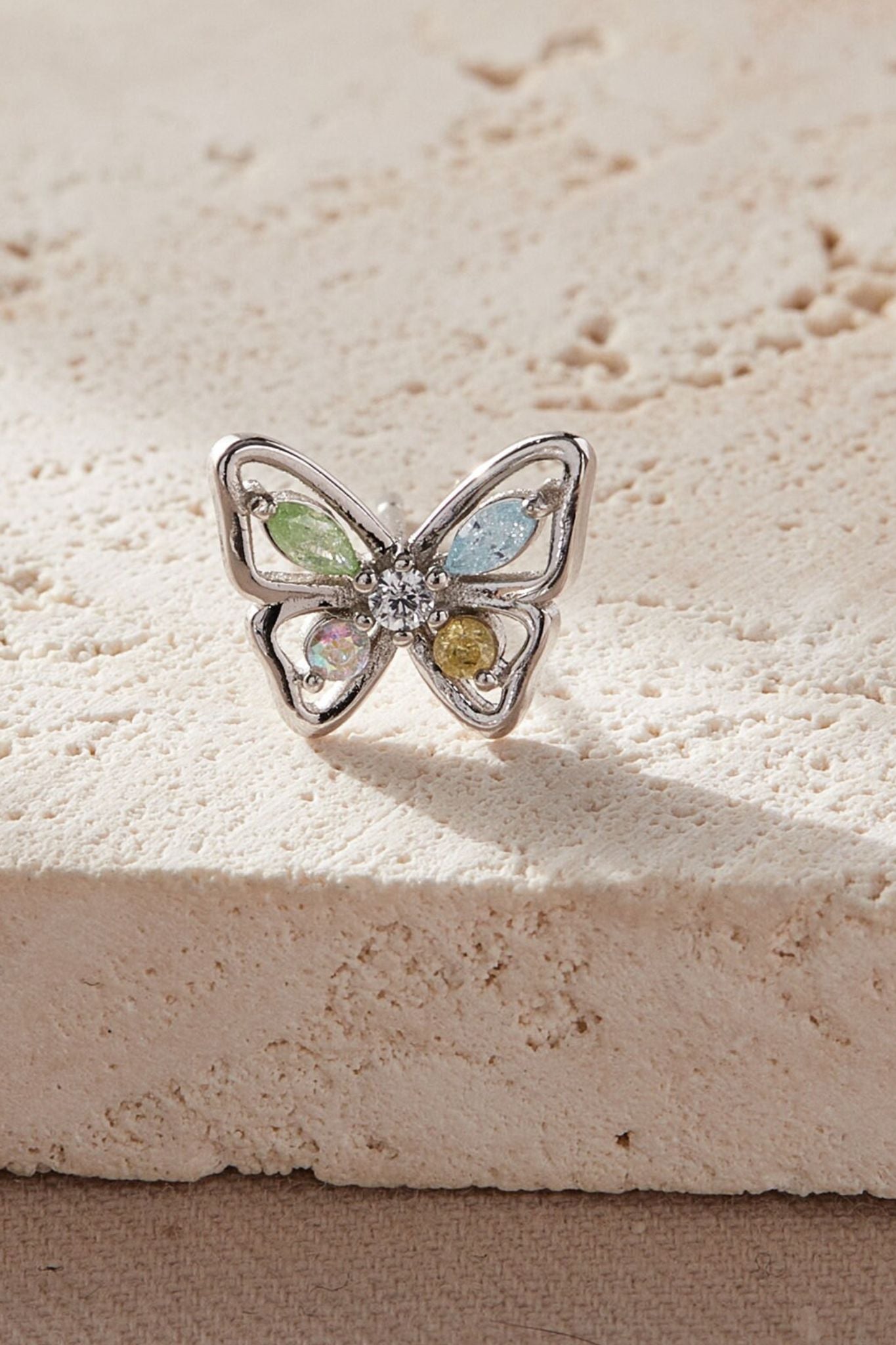 Multi Sterling Silver Colourful Butterfly Studs, Image 5 of 5