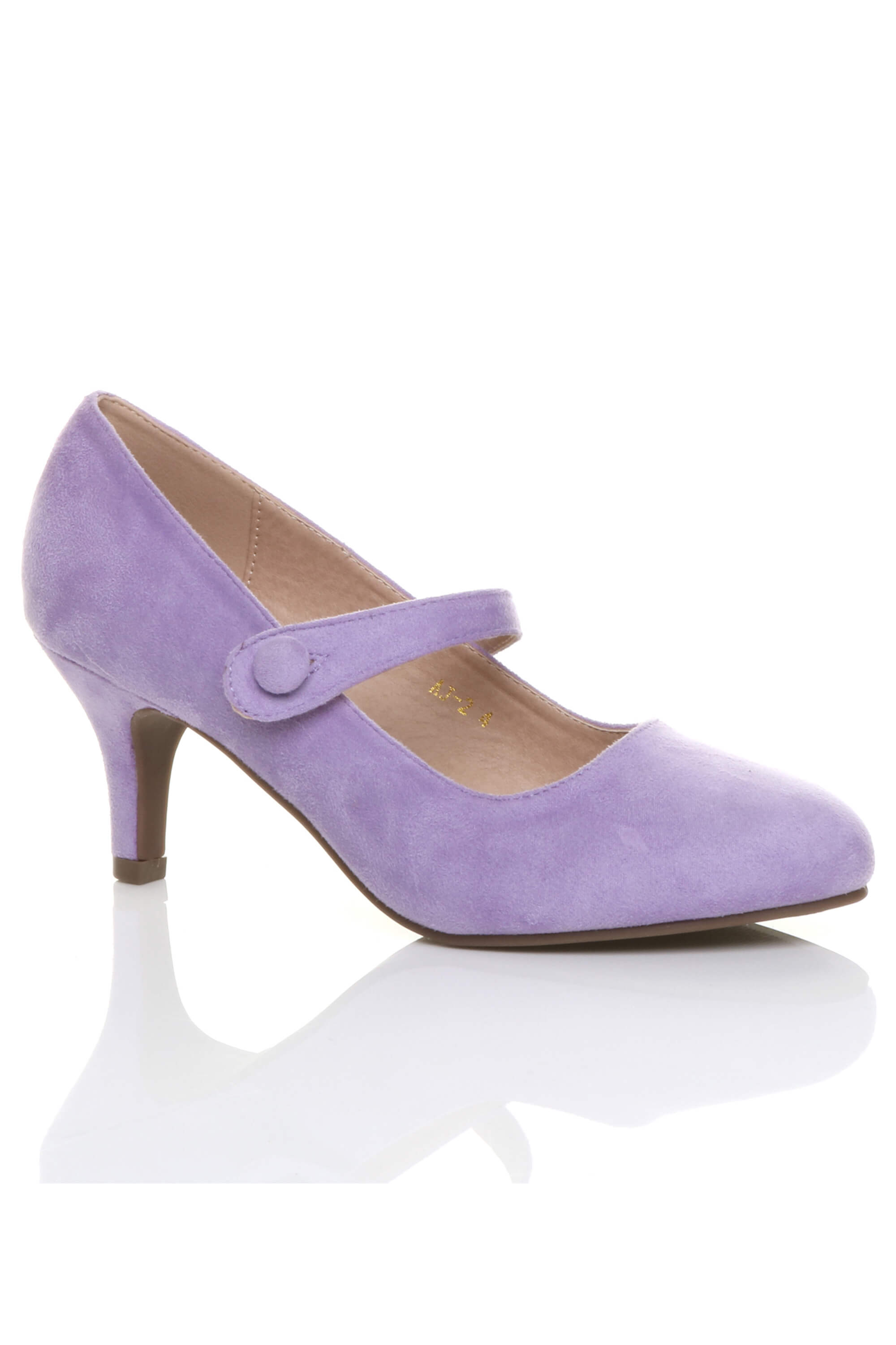 Purple Mid Heel Mary Jane Court Shoes