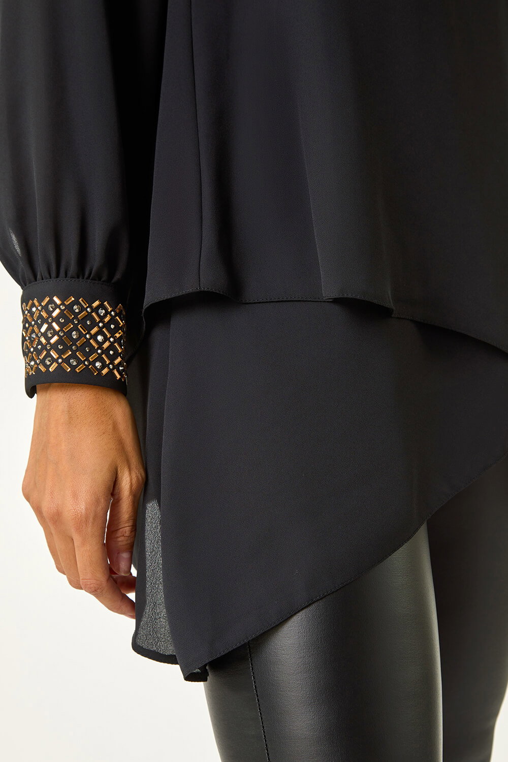 Black Sparkly Detail Layered Top, Image 6 of 5