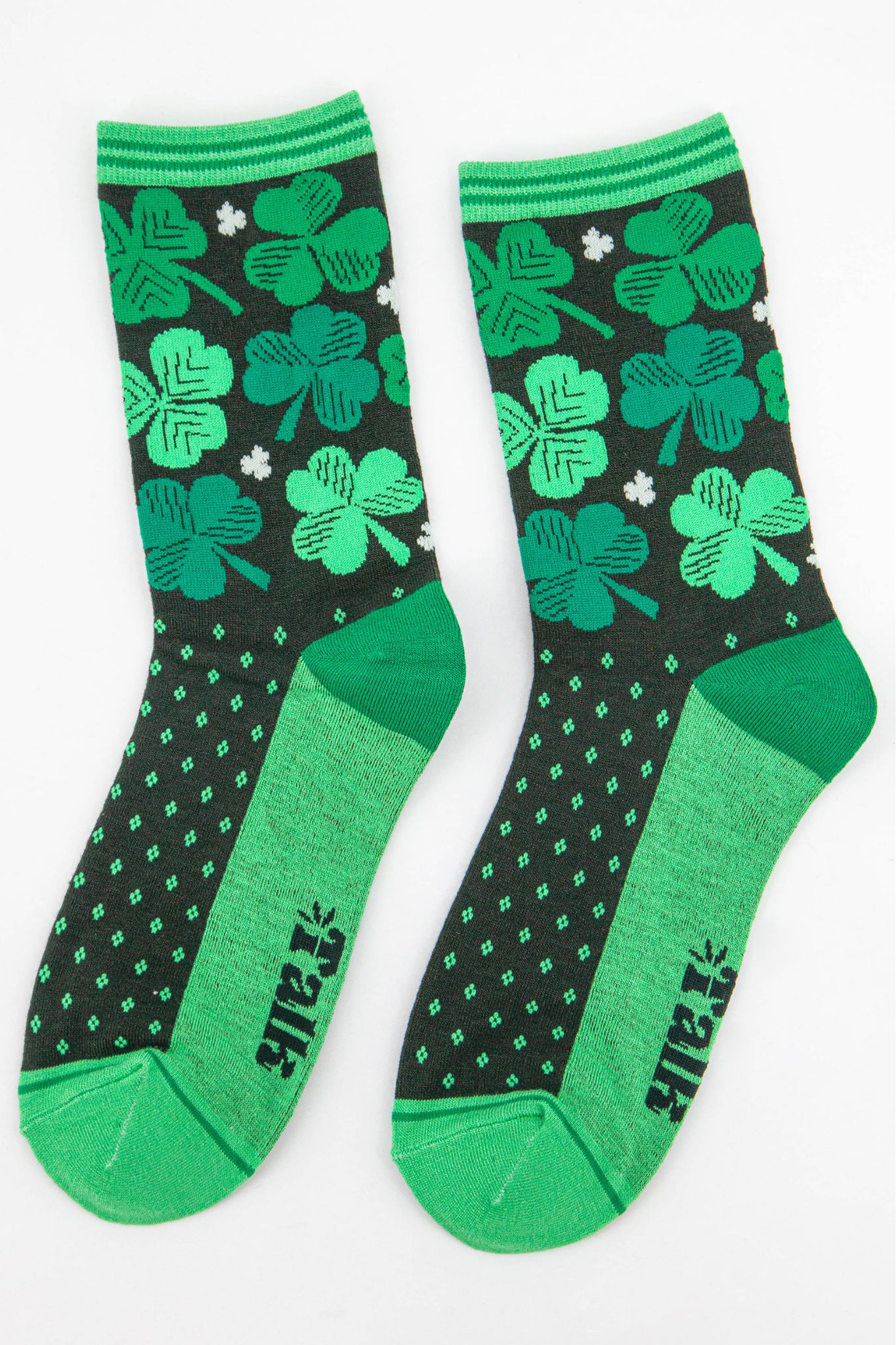 Green Irish Shamrock Bamboo Socks, Image 3 of 4