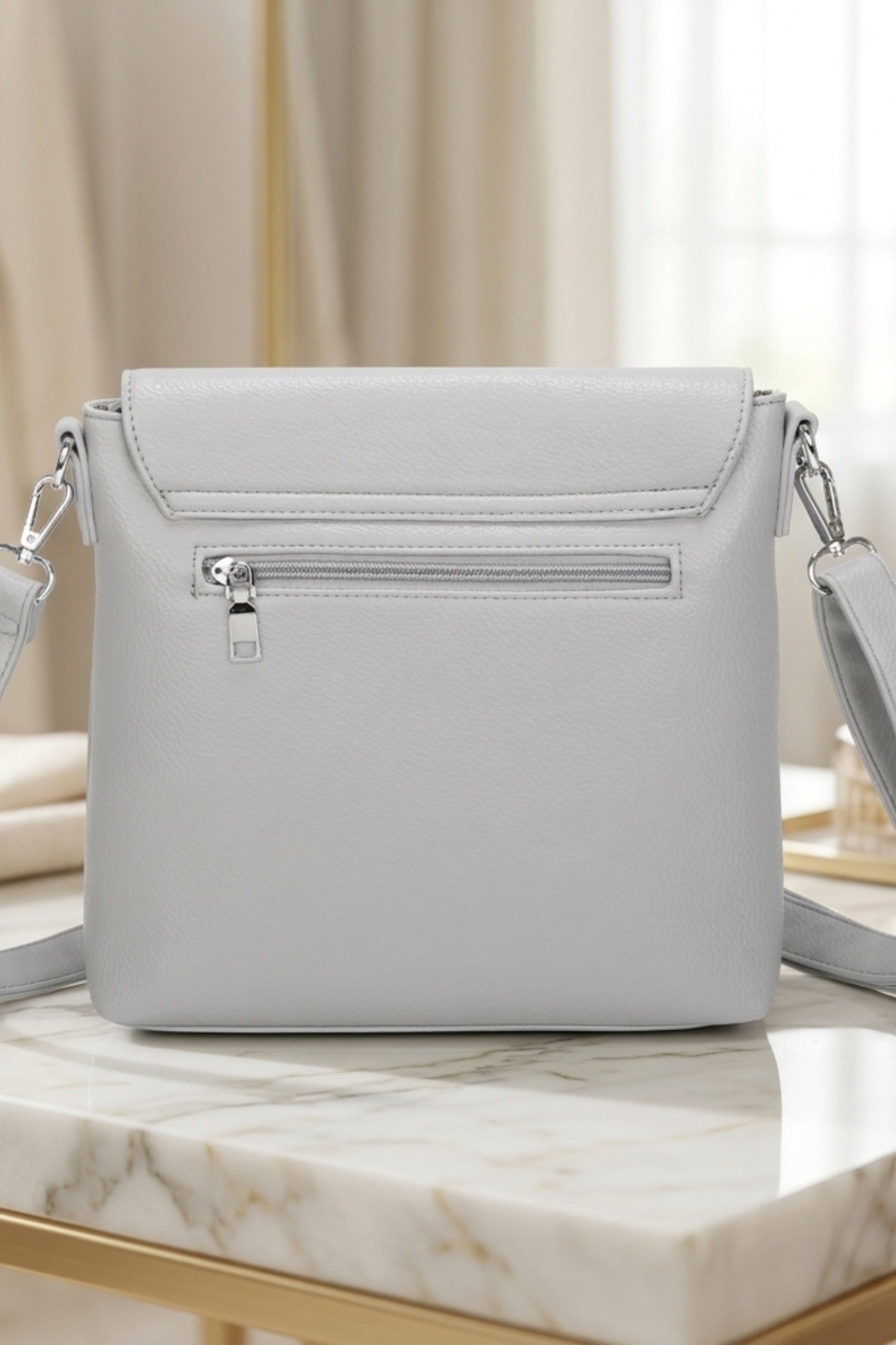 Grey Flap Front Cross Body Bag - Uinayan, Image 2 of 2
