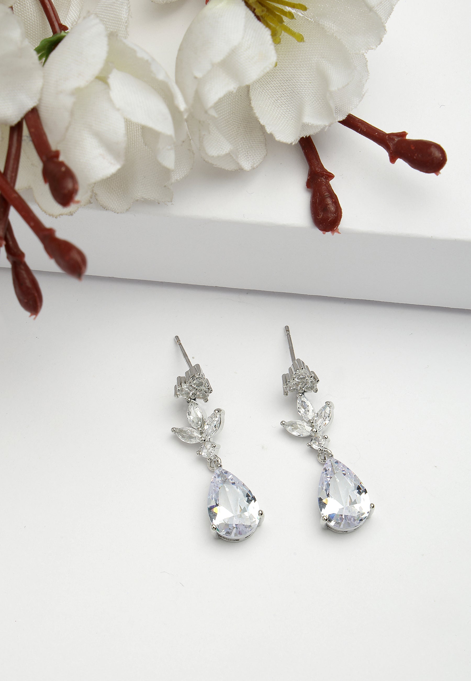 Silver Diva Collection Delicate Silver Raindrop Earrings, Image 2 of 5