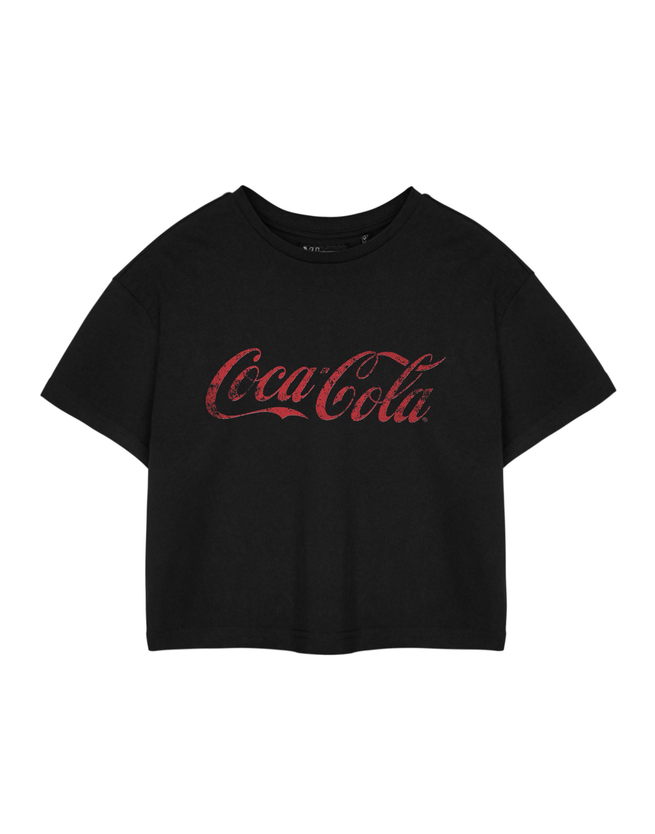 Black Coca Cola Cropped Short Sleeved T-Shirt