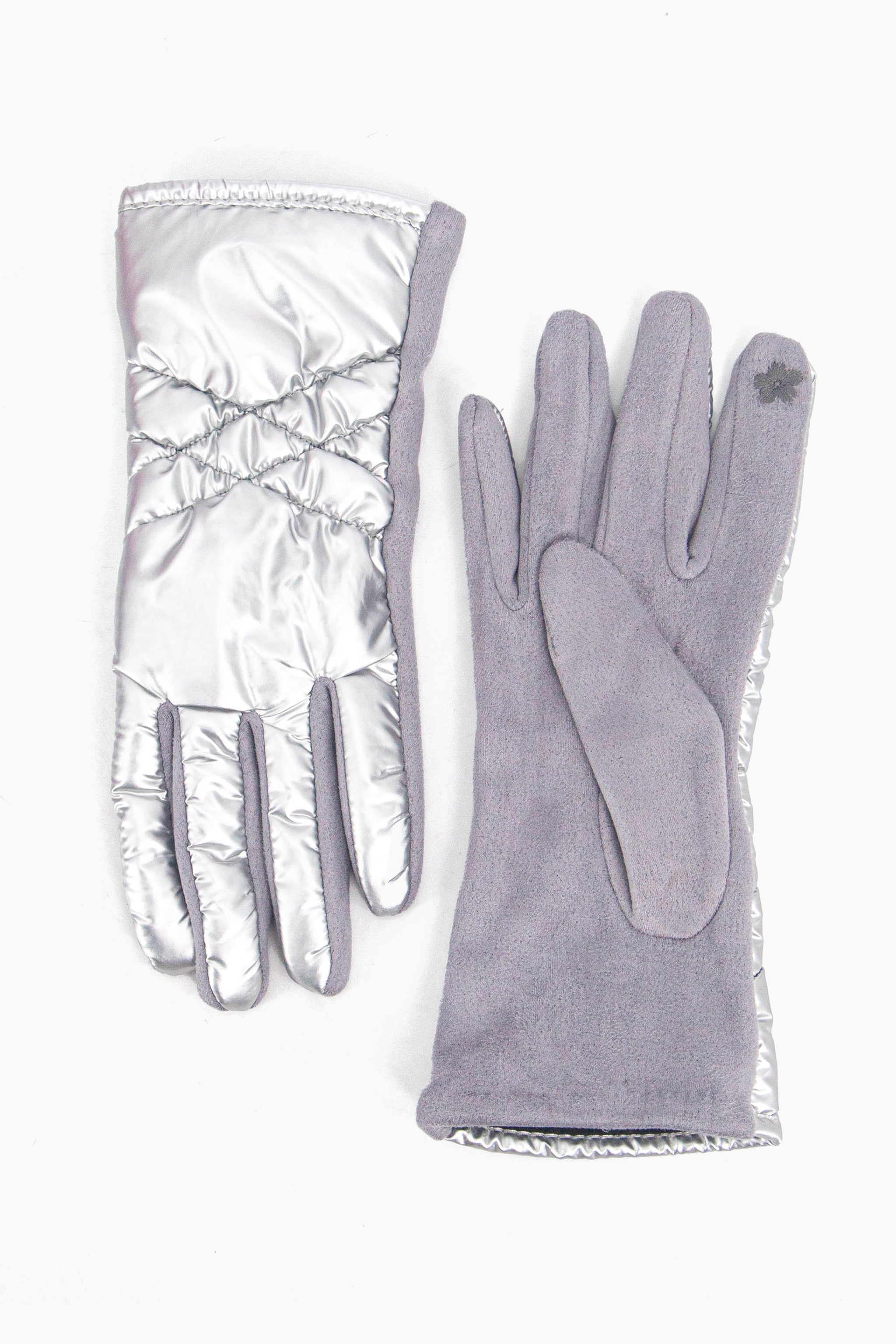 Silver Metallic Touch Screen Winter Gloves, Image 1 of 4