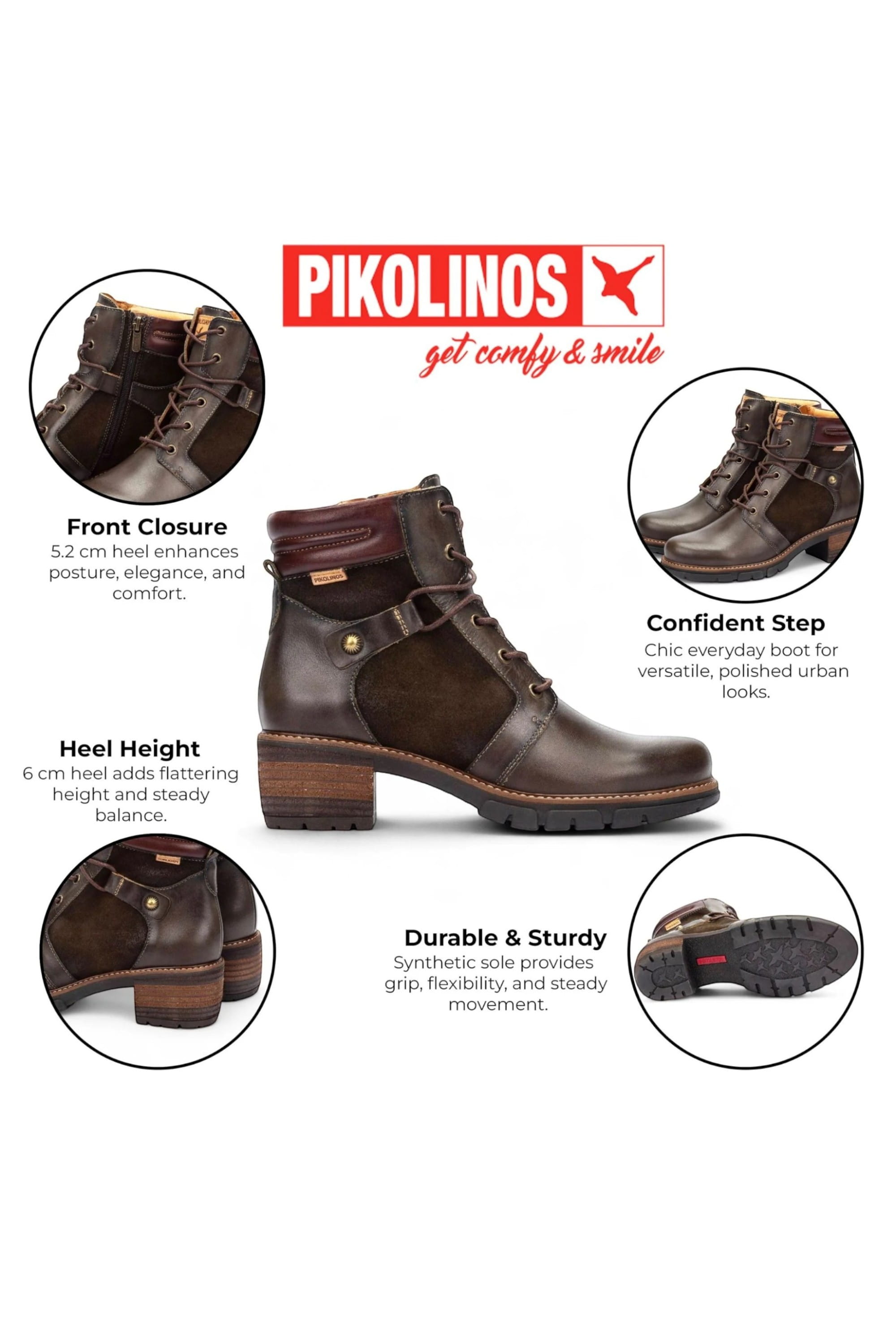 Brown Womens Soft Heel Ankle Boots -W1T-8979C1, Image 3 of 7