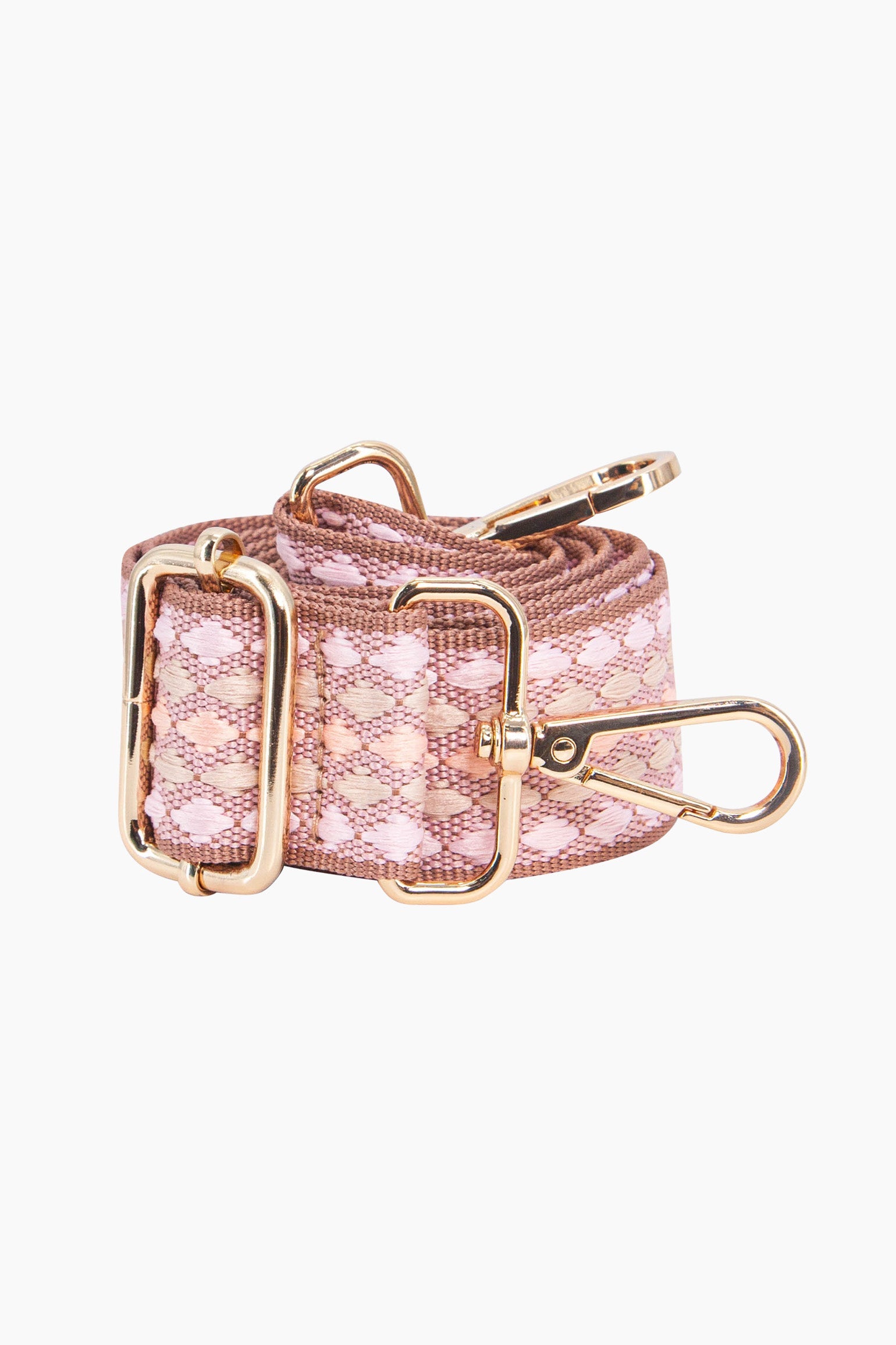 Light Pink Spotted Woven Wide Bag Strap, Image 3 of 4