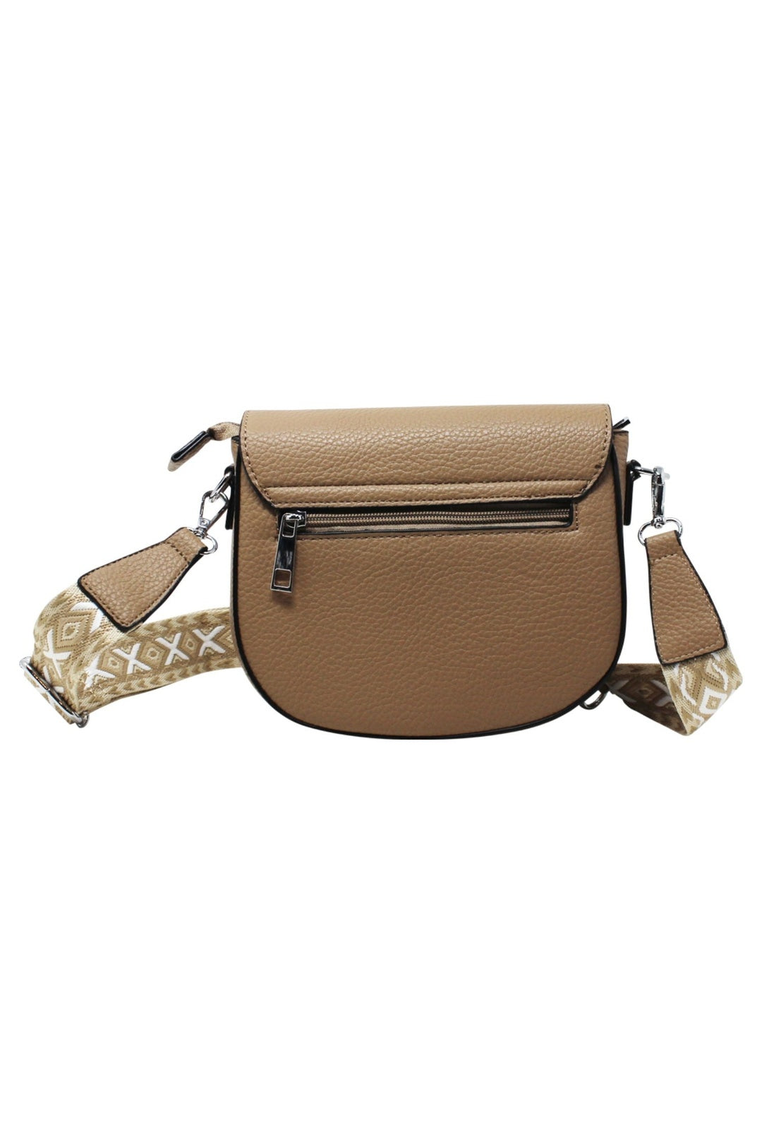 Beige Flap-Over Crossbody with Coin Pouch, Image 6 of 6
