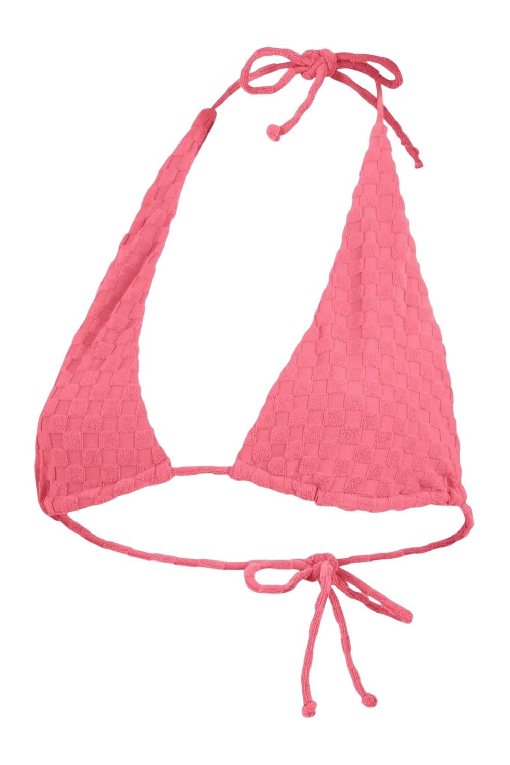 Light Pink Textured Triangle Cups Bikini Top, Image 1 of 3