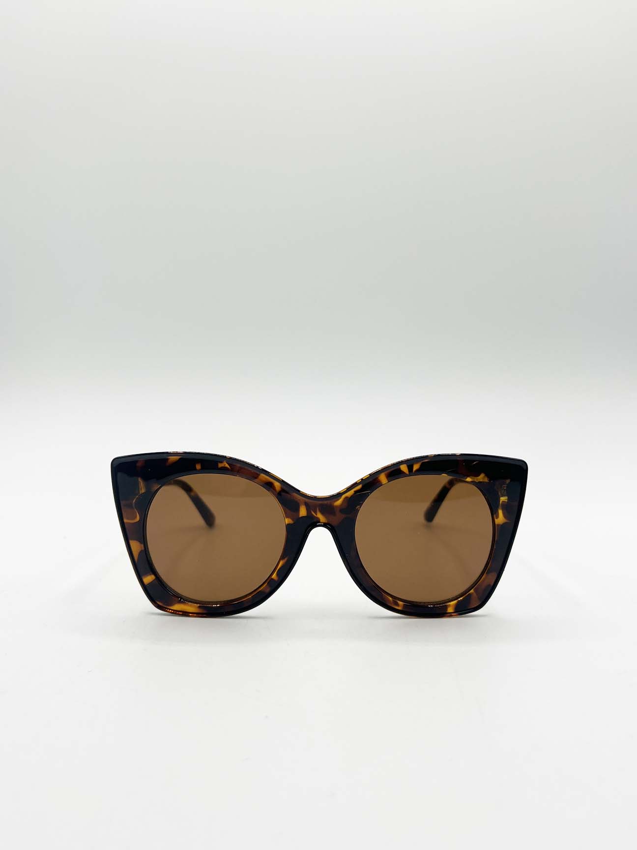 Brown Oversized Round Cat-Eye Sunglasses, Image 2 of 6