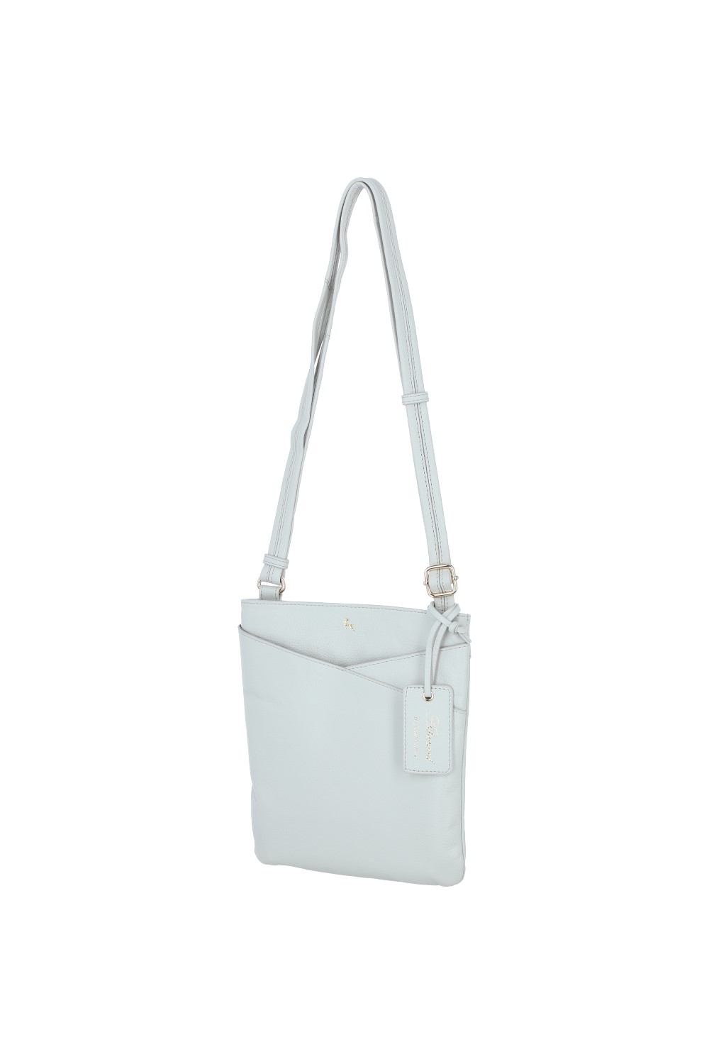 Light Grey 'Curvo' Real Leather Crossbody Bag, Image 2 of 4