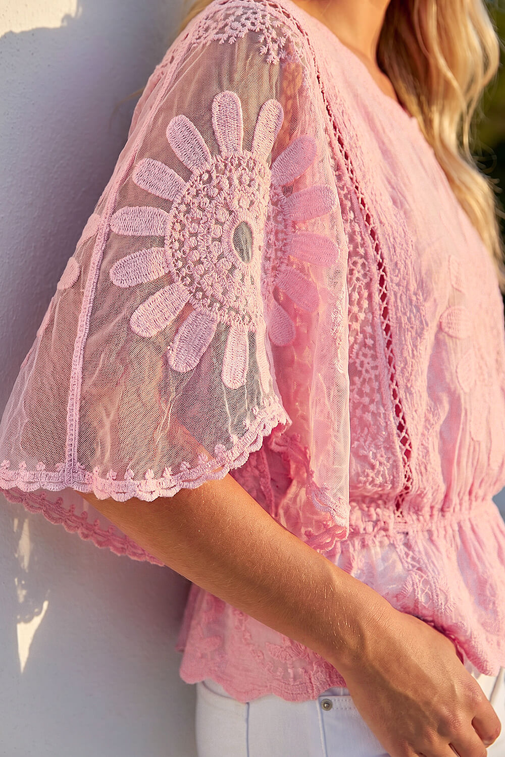 Pink Dusk Sunflower Lace Blouse, Image 5 of 4