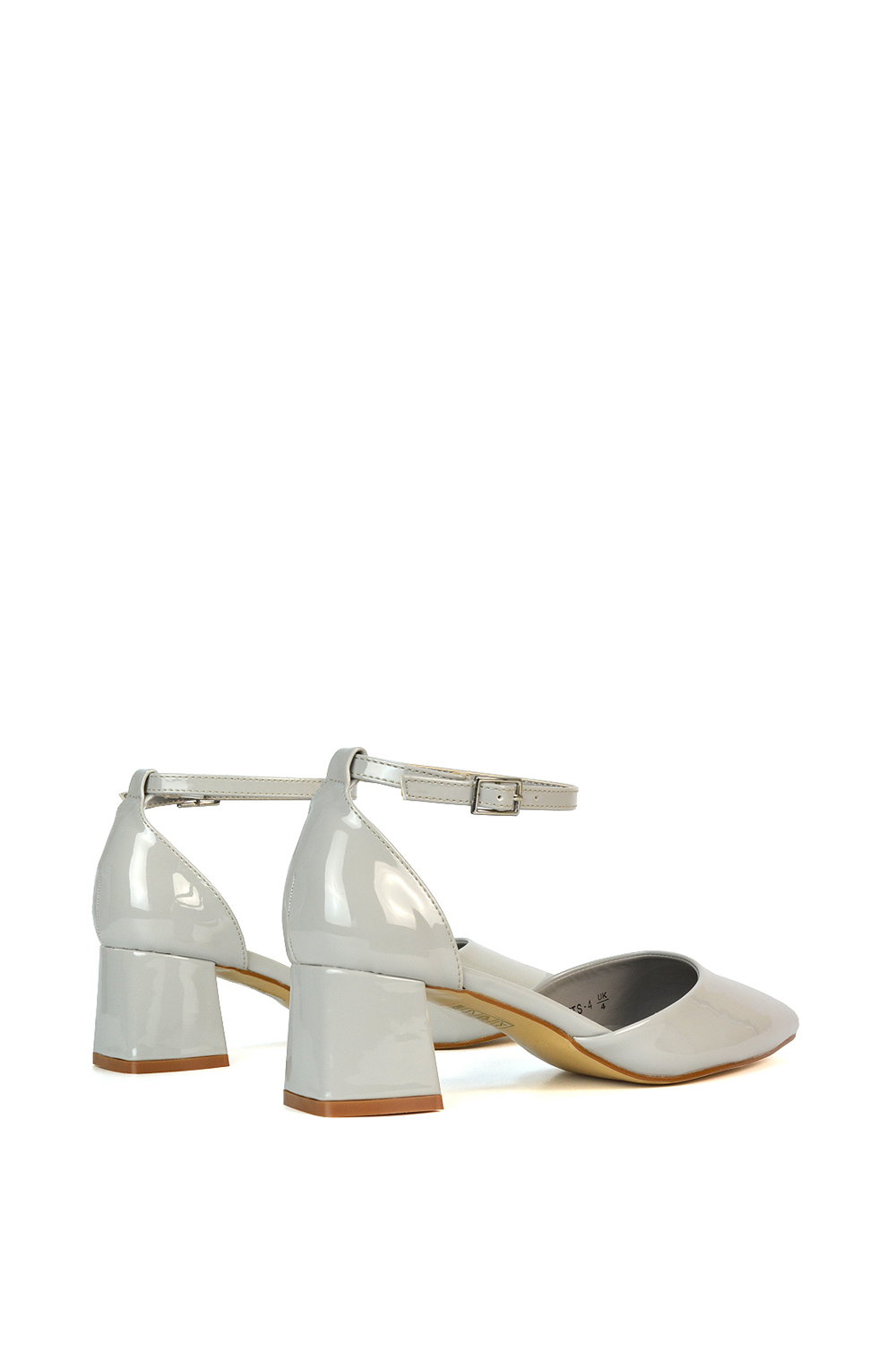 Grey XY LONDON Grey 'Evie' Low Block Heel Court Shoes With Pointed Toe, Image 5 of 6