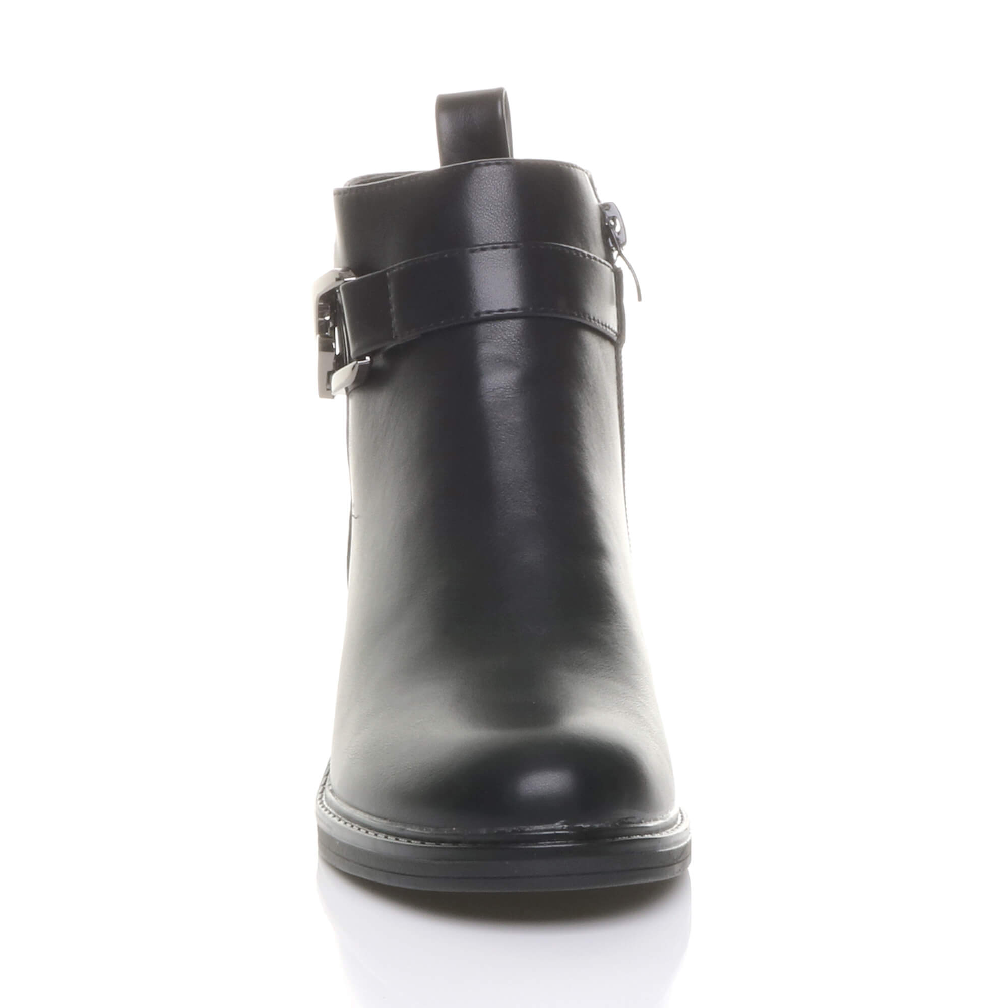 Black AJVANI Black Flat Low Heel Ankle Boots, Image 6 of 6