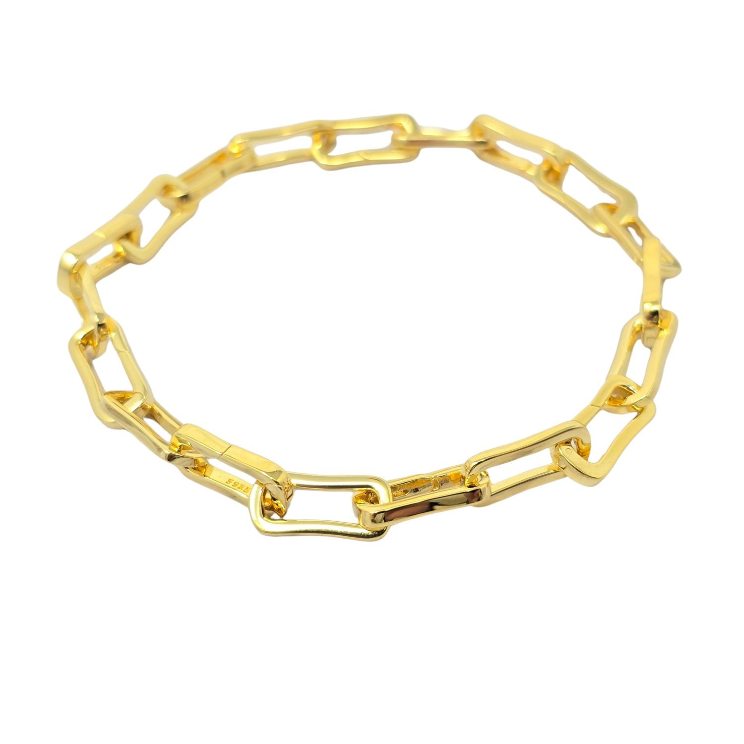 Metallic Customisable Hinged Link Paperclip Charm Bracelet