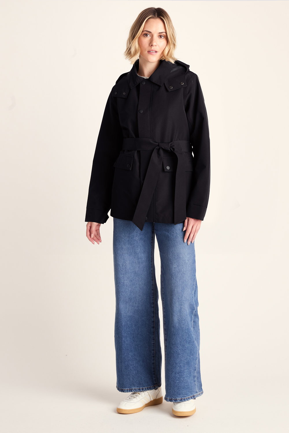 Black Shea Waterproof Trench Coat, Image 4 of 6