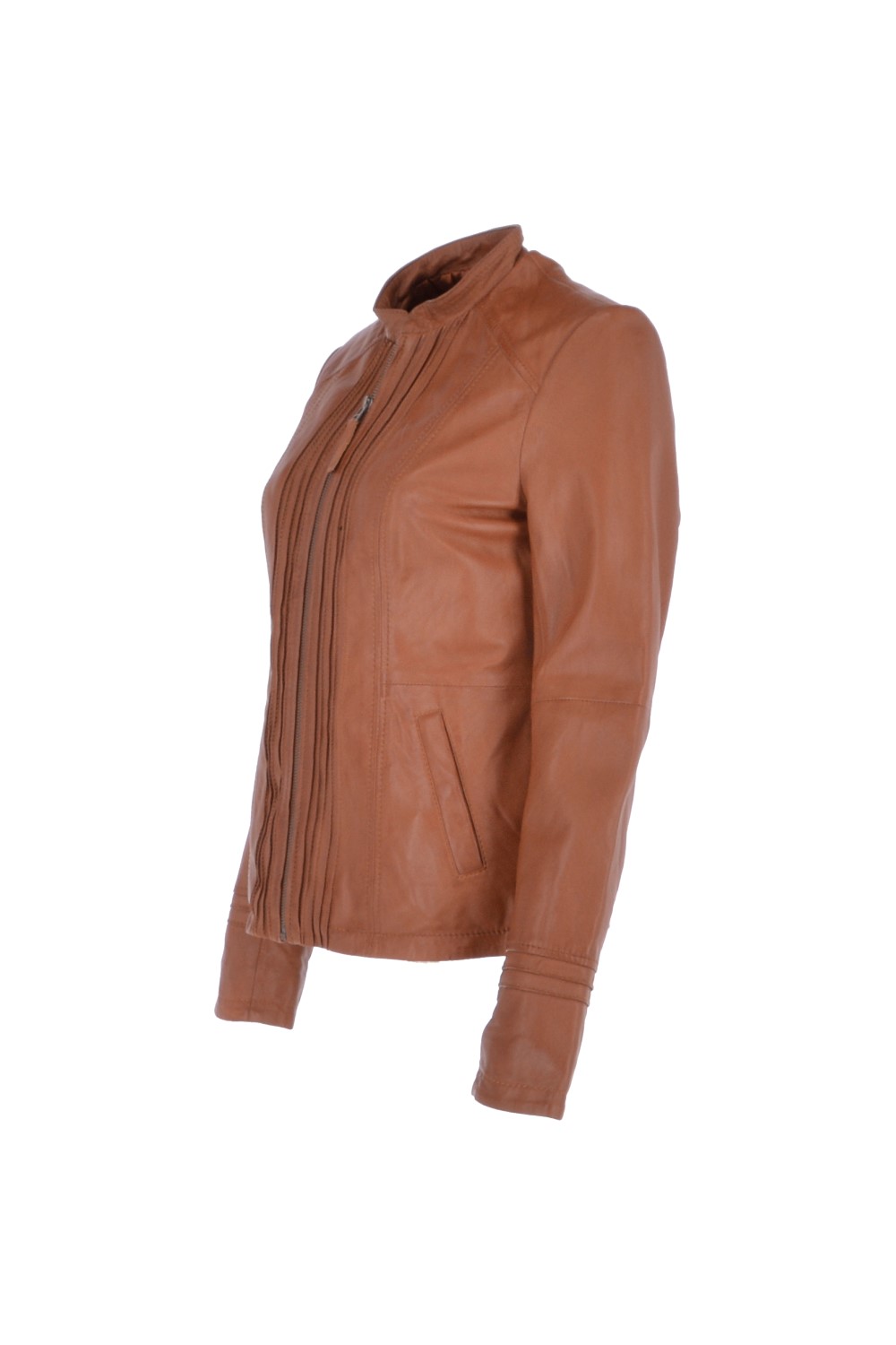 Tan Ashwood Leather Tan Real Leather Mandarin Collar Jacket, Image 3 of 5