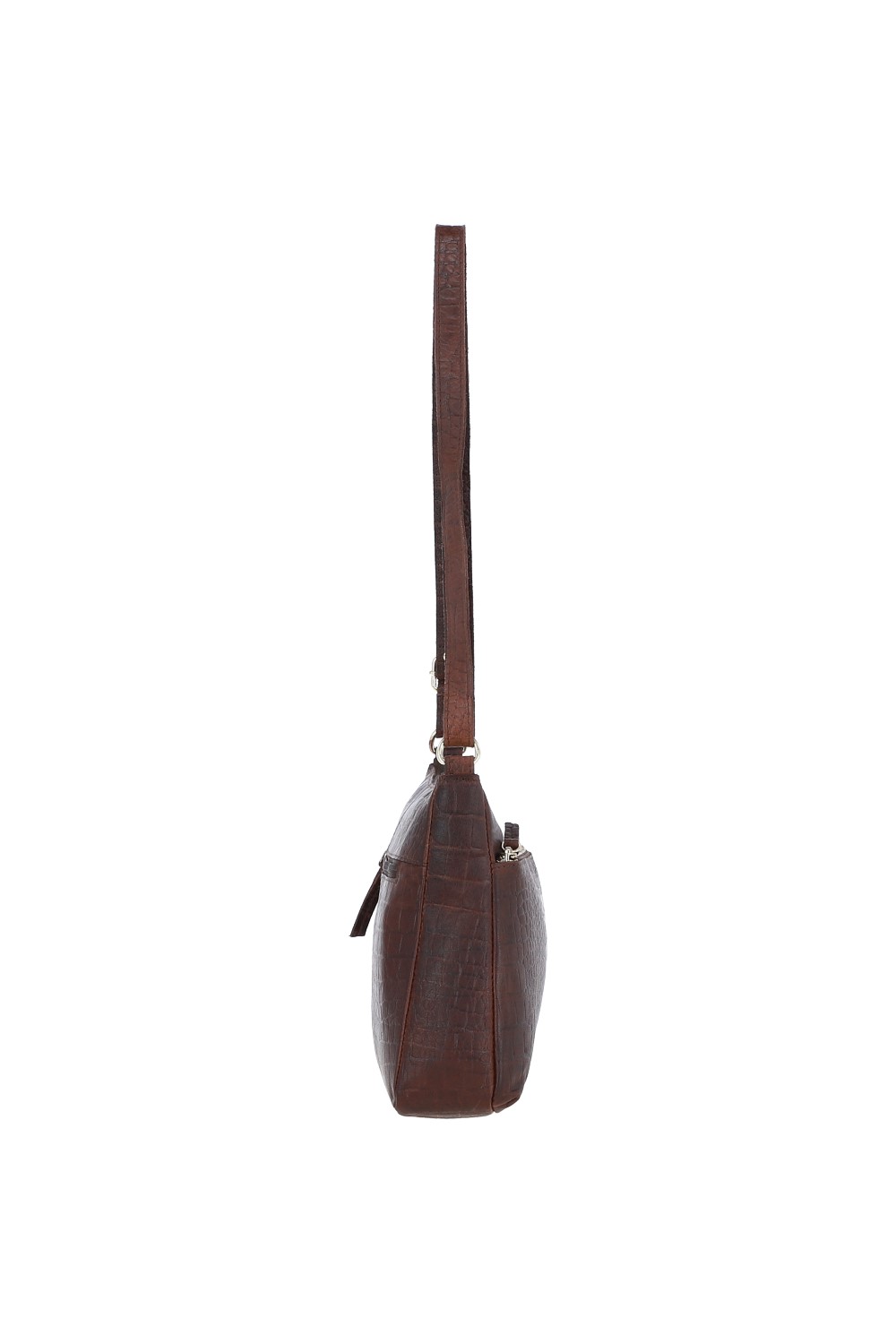 Brown 'Silvia' Croc Print Real Leather Shoulder Bag, Image 5 of 5
