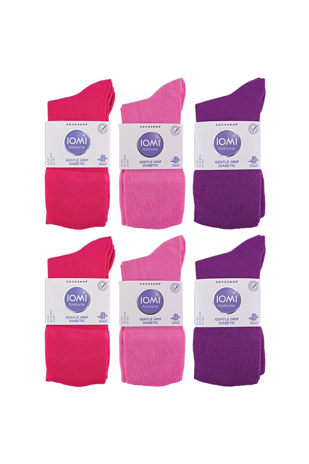 Pink 12 Pairs Diabetic Bamboo Socks, Image 2 of 5
