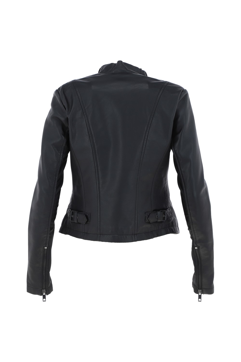 Black Ashwood Leather Black 'Licra' Waterfall Front Leather Jacket, Image 4 of 5