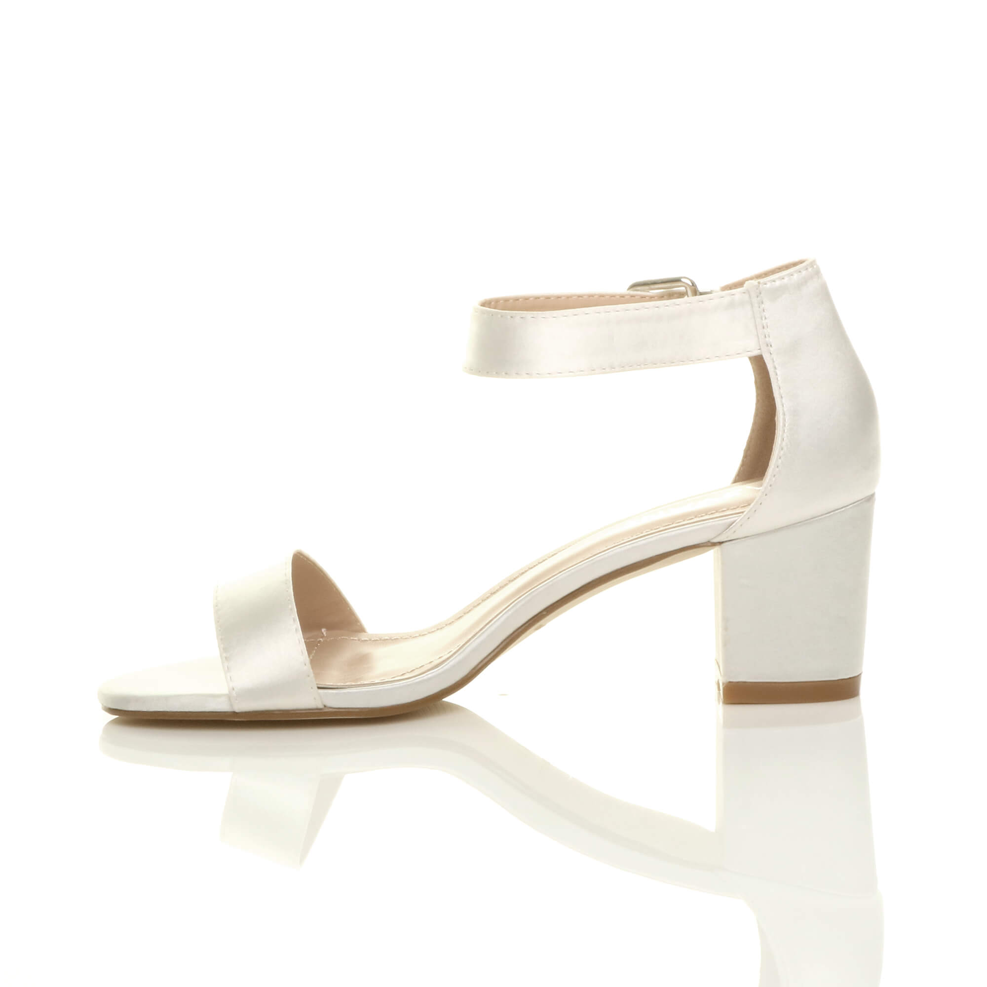 Ivory AJVANI Ivory Mid Block Heel Ankle Strap Sandals, Image 3 of 6