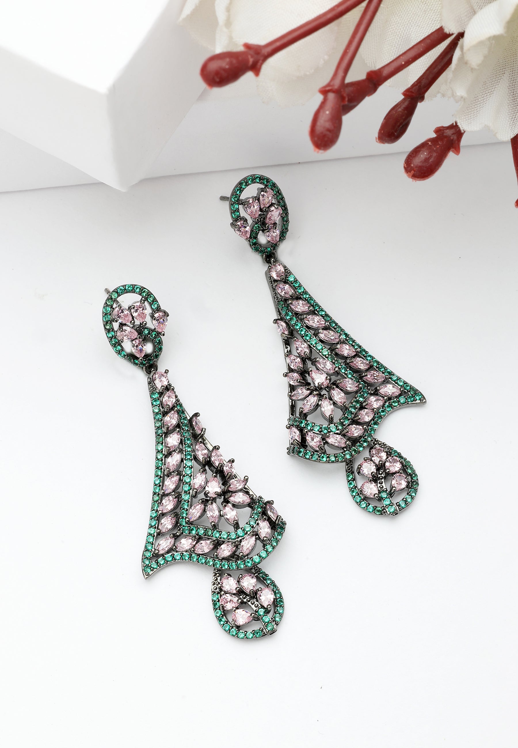 Green Diva Vintage Drop Earrings, Image 2 of 5