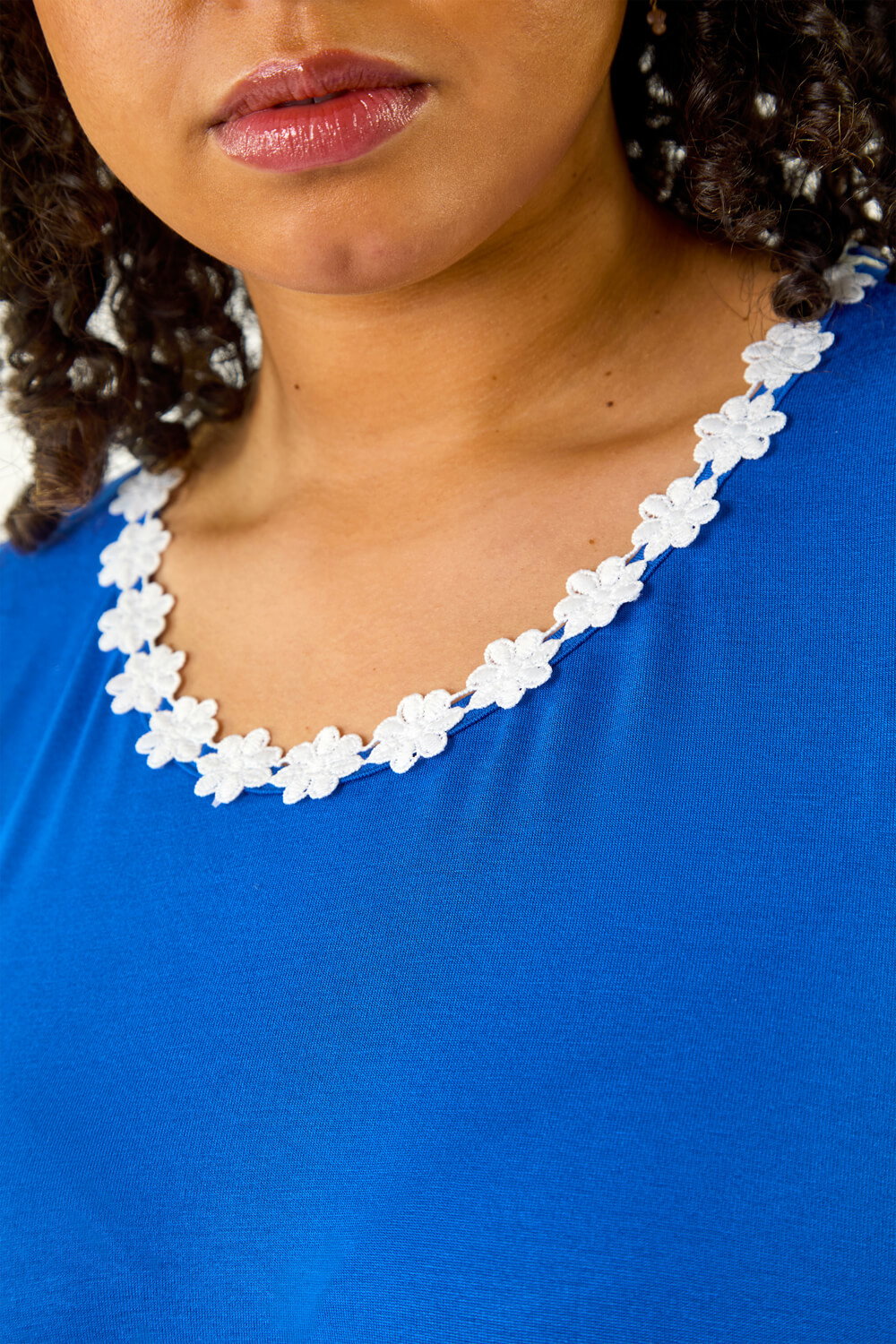 Royal Blue Curve Daisy Trim Vest Top, Image 6 of 5