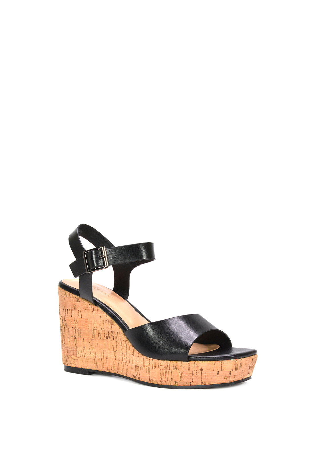 Black 'Seraphina' Cork Platform Wedge Heel Sandals With Ankle Strap, Image 2 of 6