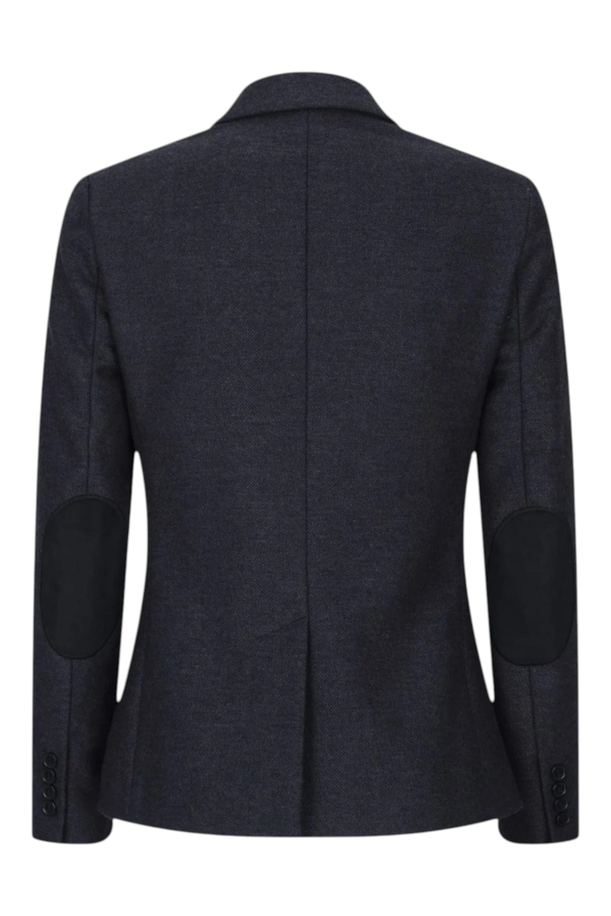 Black Infinity Leather Black Herringbone Check Tweed Wool Blend Blazer, Image 5 of 5