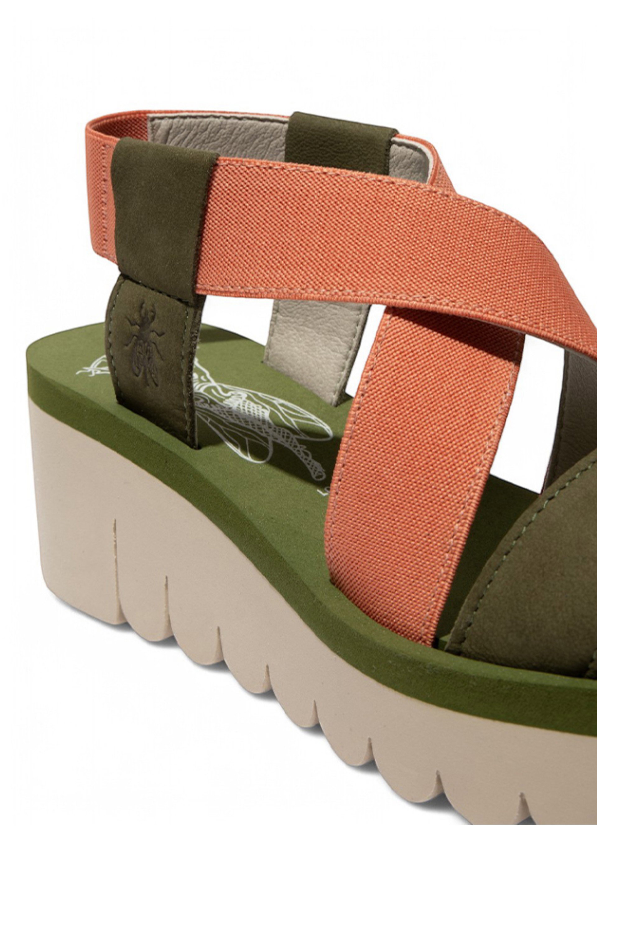 Dark Green Womens Casual Wedge Sandals -YABI922FLY, Image 3 of 3