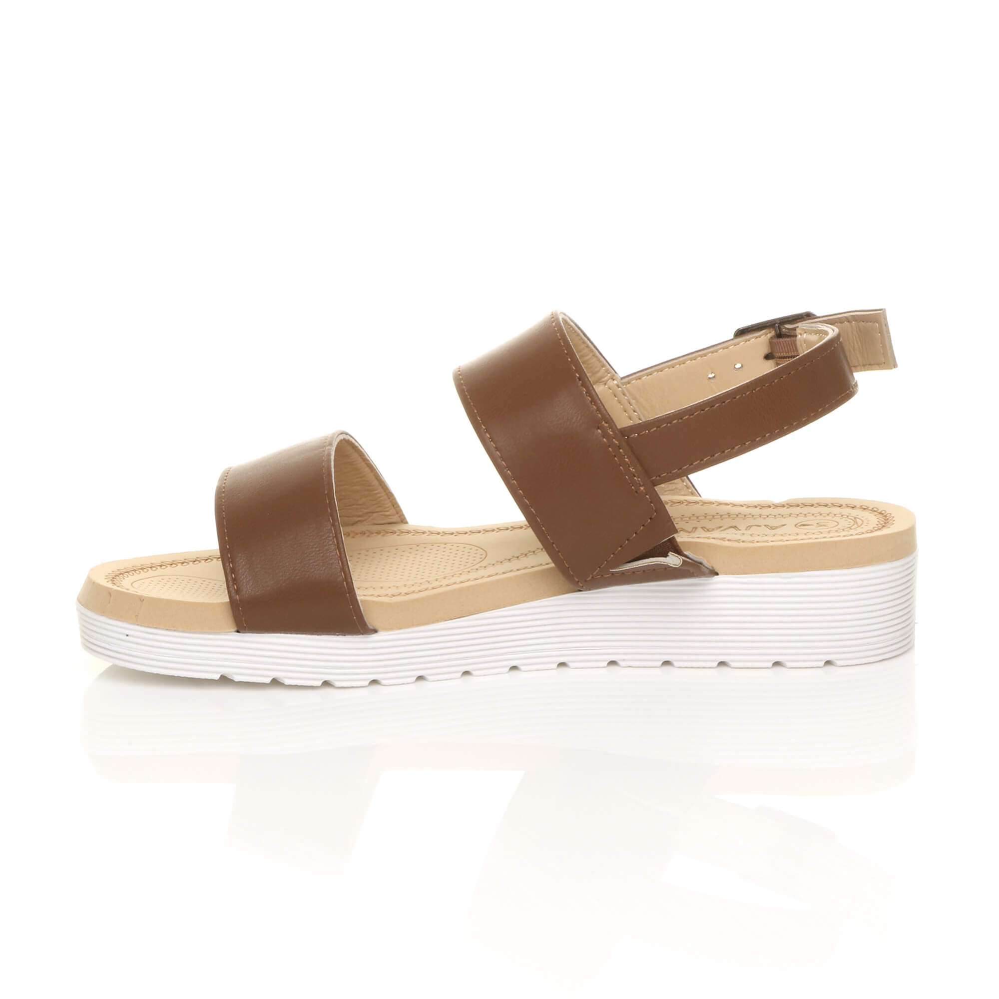Tan AJVANI Tan Flatform Strappy Sandals, Image 3 of 6