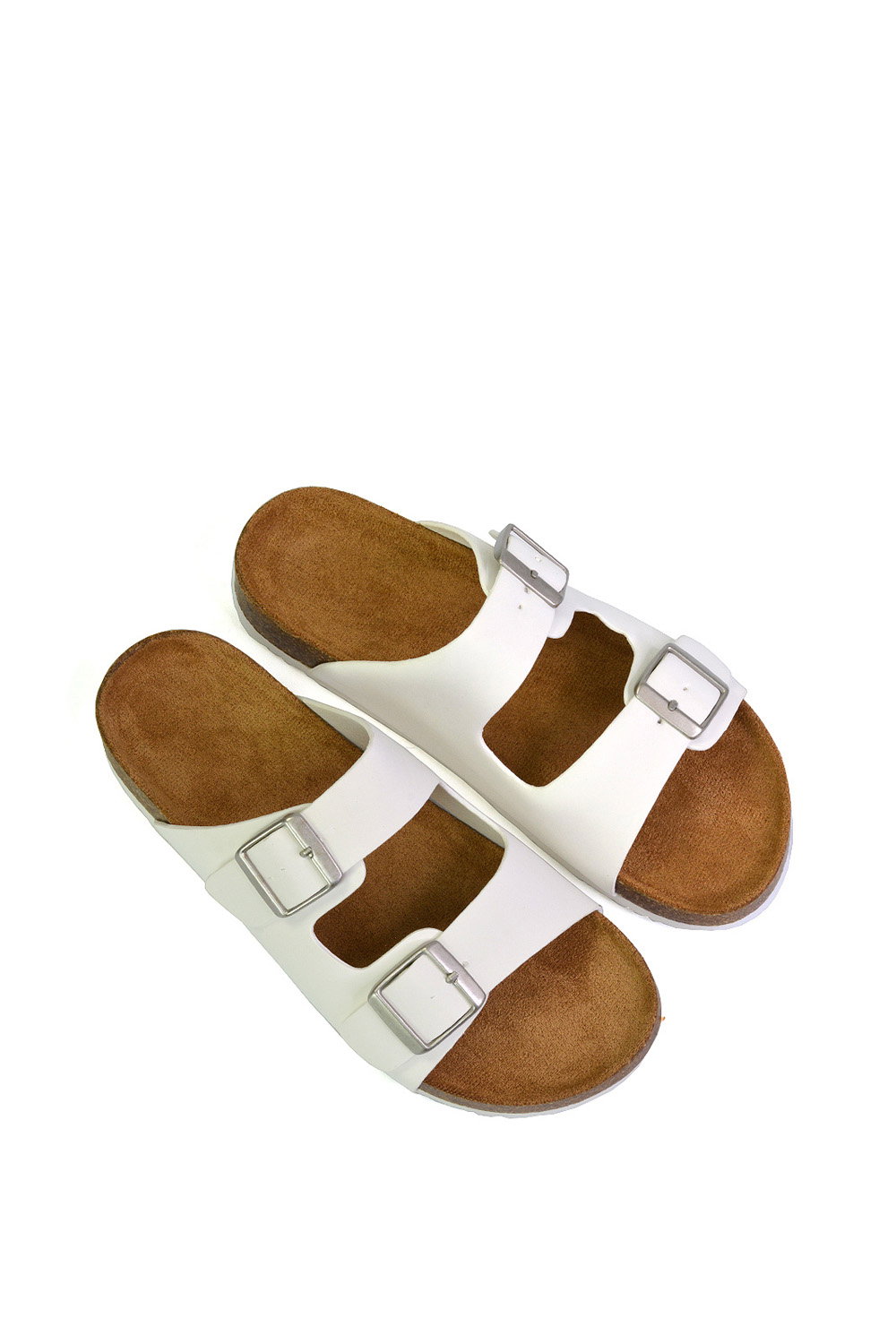 White XY LONDON White 'Star' Double Strap Buckle Up Summer Slip On Flat Sandals, Image 4 of 5