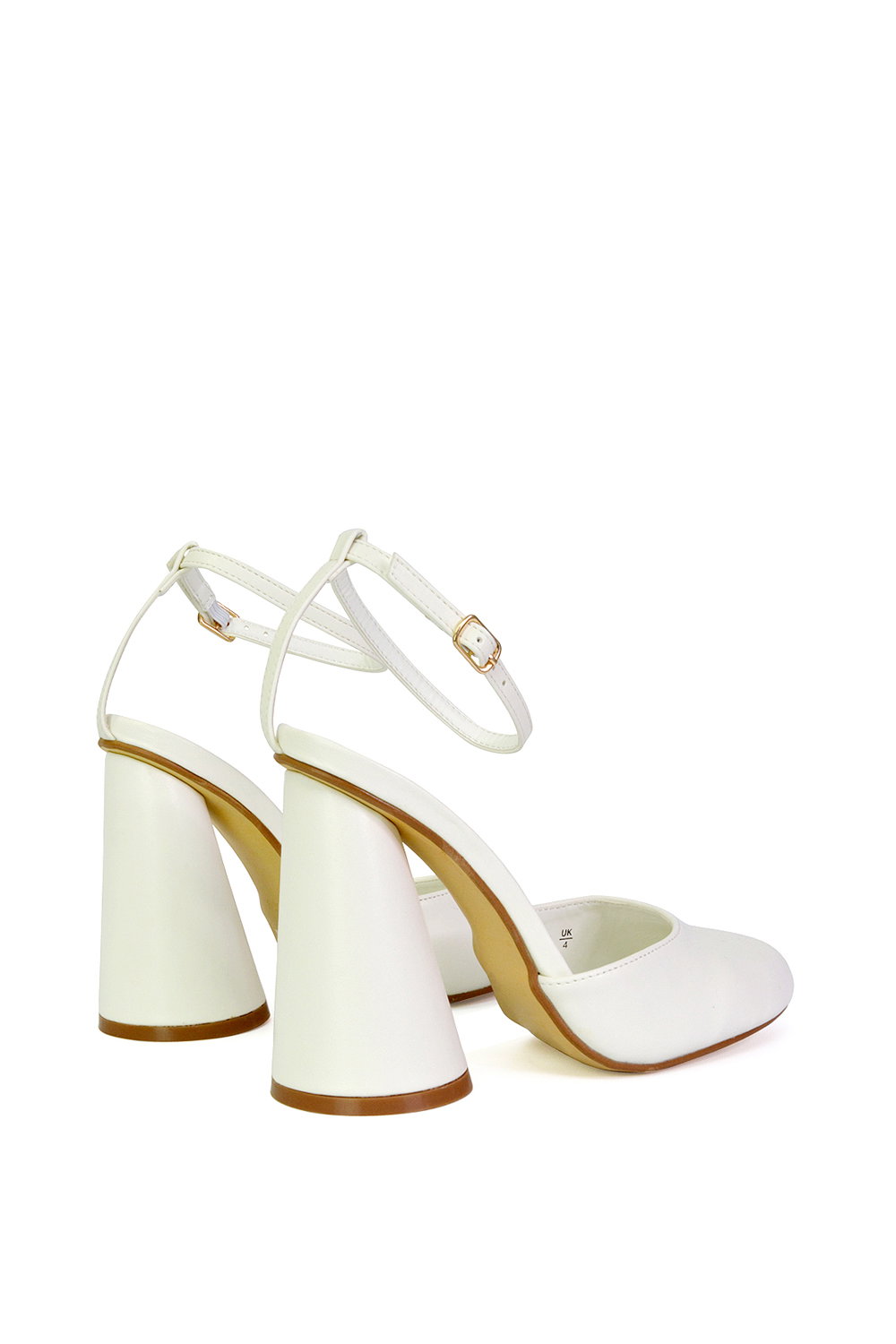 White XY LONDON White 'Ekin' Ankle Strap Statement Cylinder Block Heel, Image 3 of 5