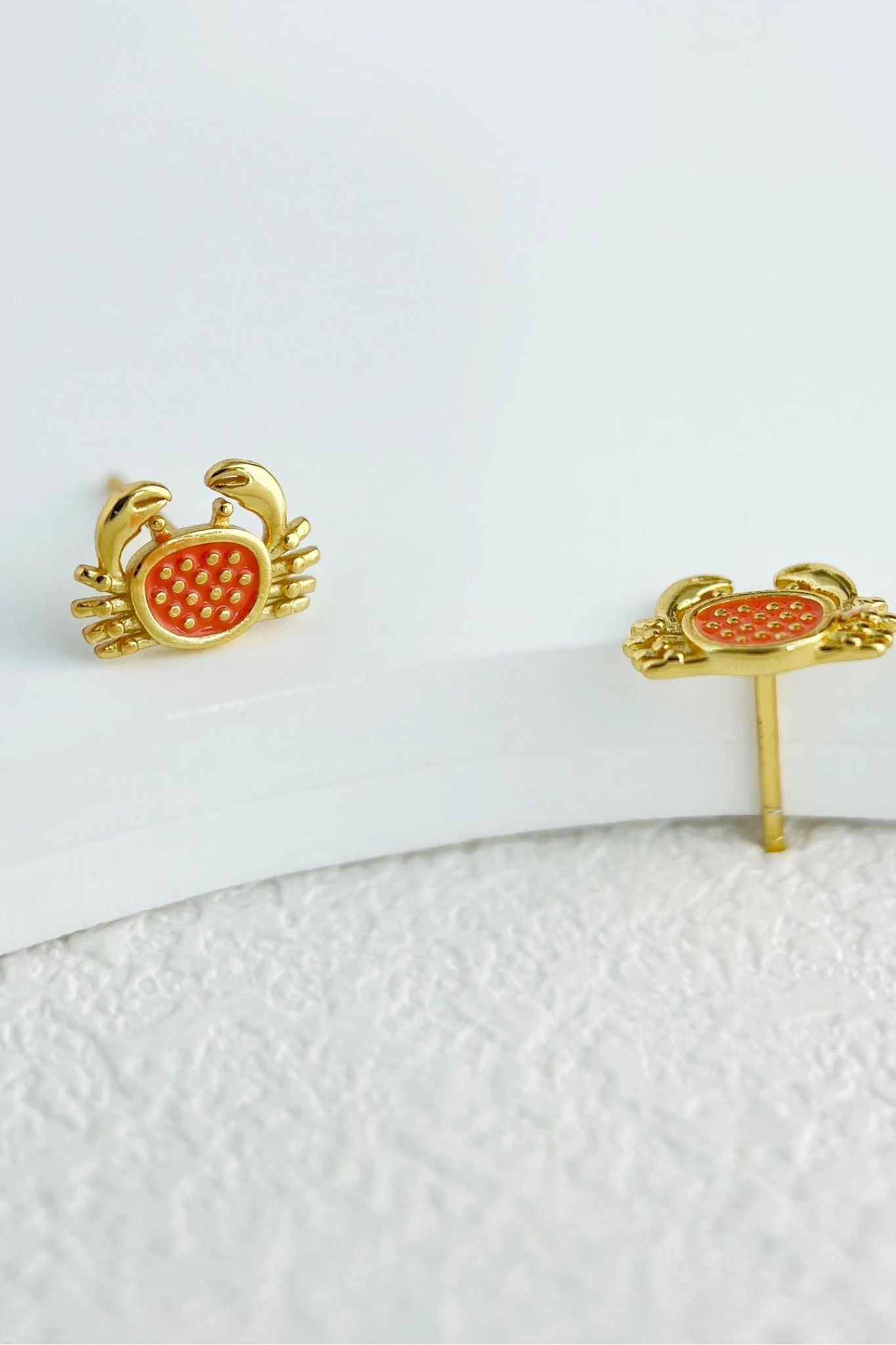 Gold Sterling Silver Crab Stud Earrings, Image 3 of 3