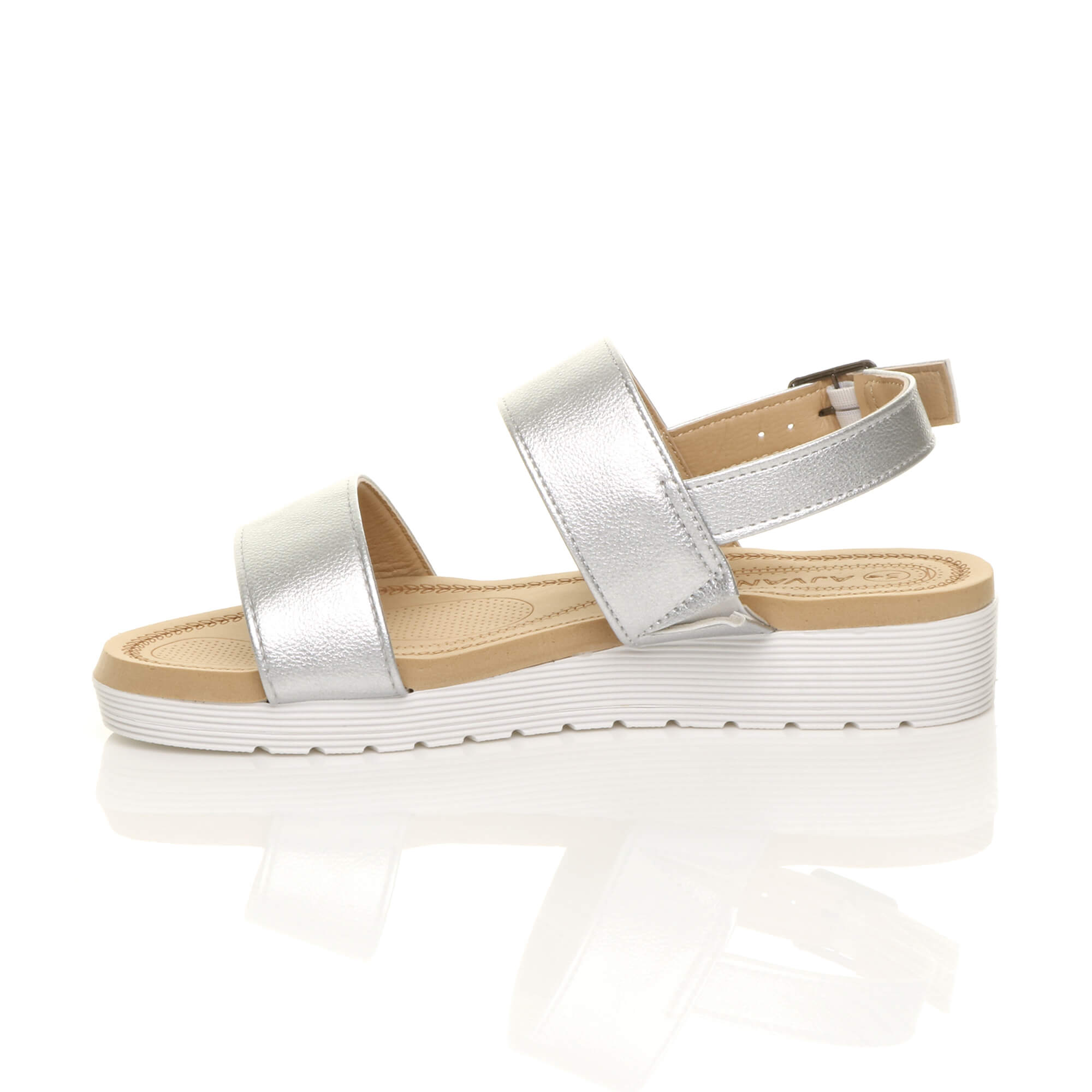 Silver AJVANI Silver Flatform Strappy Sandals, Image 3 of 6