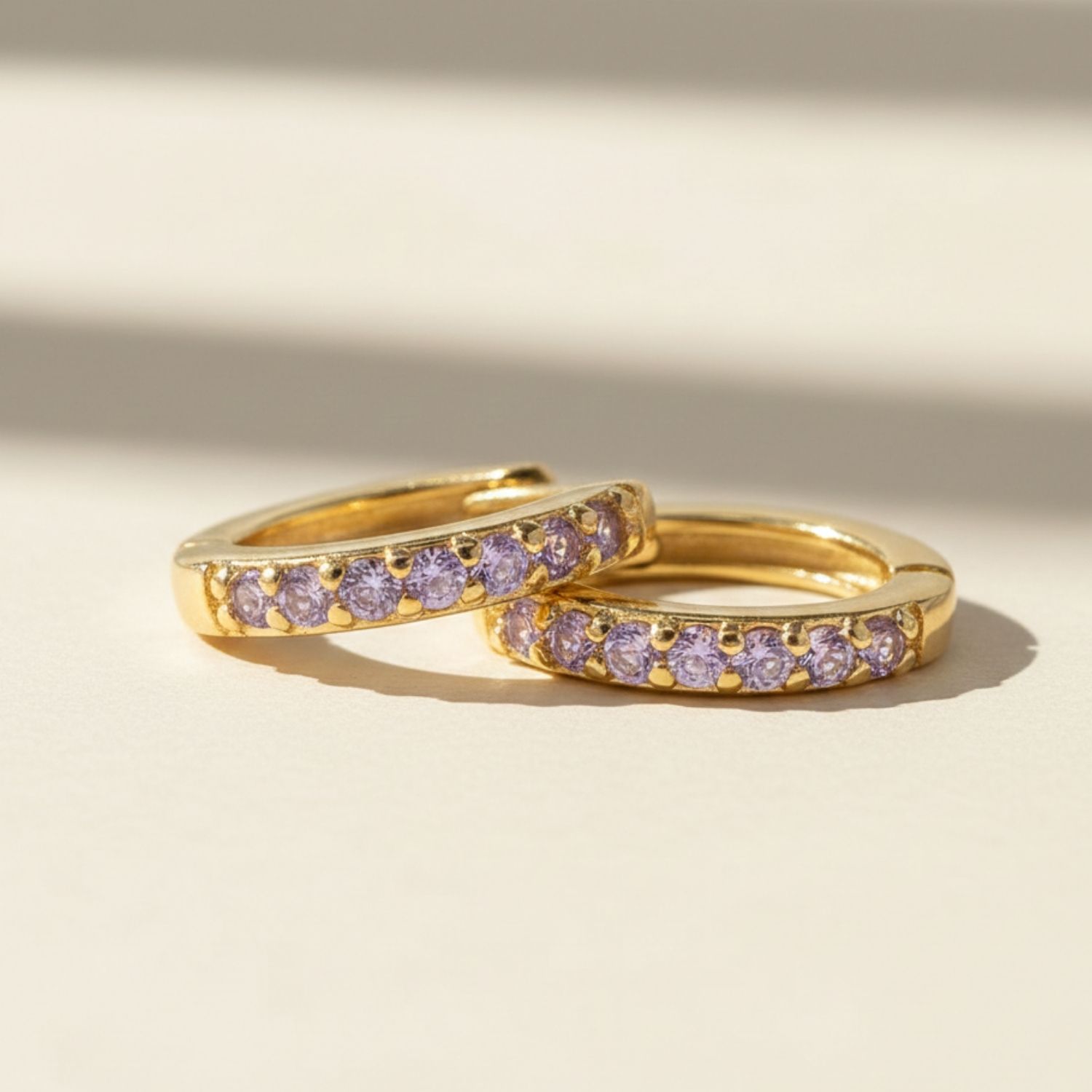 Purple Alexandrite June Birthstone Small Huggie Hoop Earrings