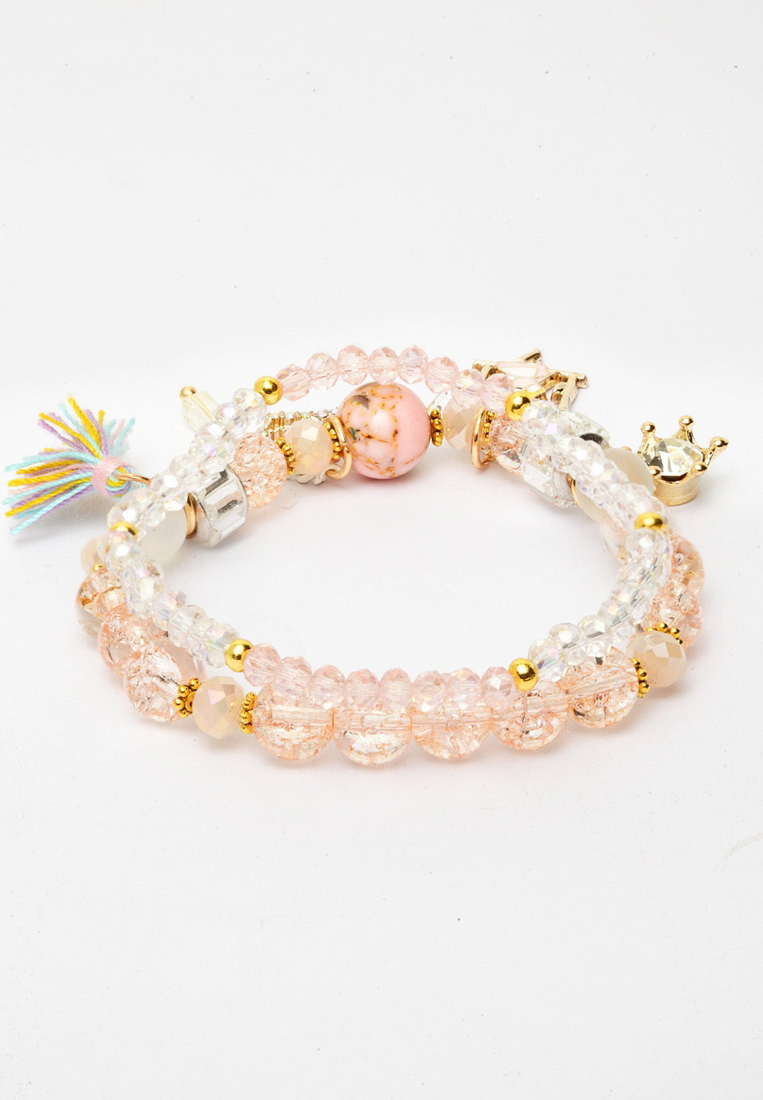 Orange Double String Boho Bracelets With Tassel And Charms, Image 3 of 4