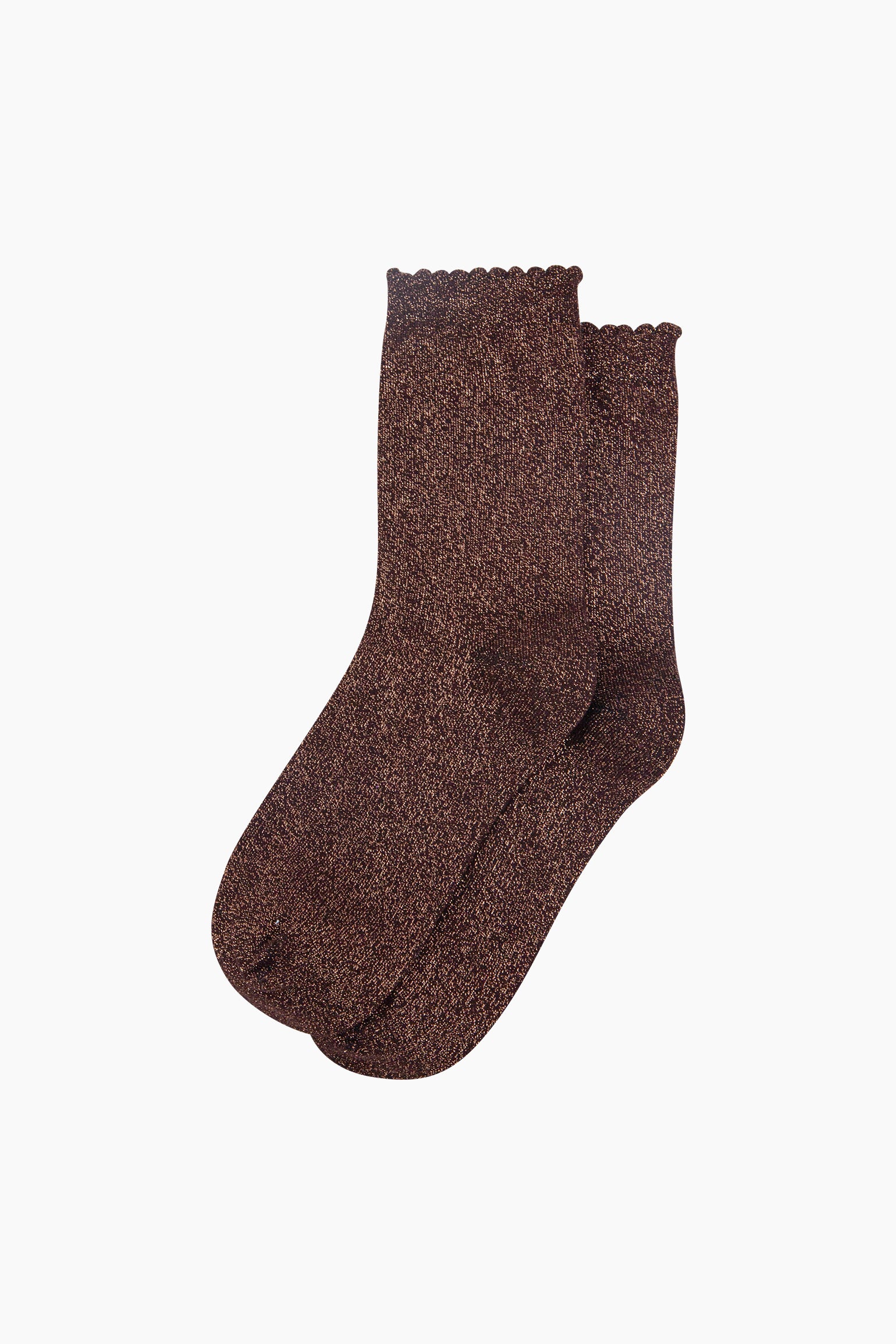 Chocolate Plain Combed Cotton Glitter Socks, Image 3 of 4