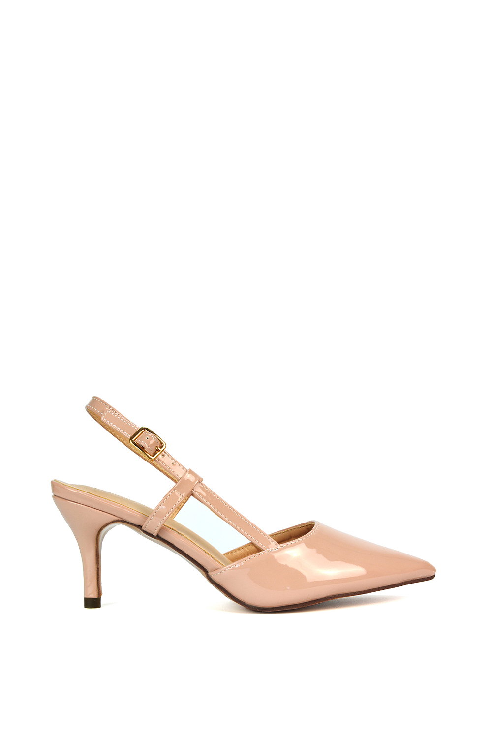 Black 'Karla' Mid Heel Stilettos Pointed Toe Slingback Court Shoes