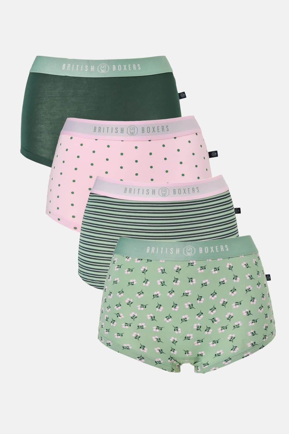 Multi Pack Of Four "Juniper" Bamboo Hipster Boxers Briefs