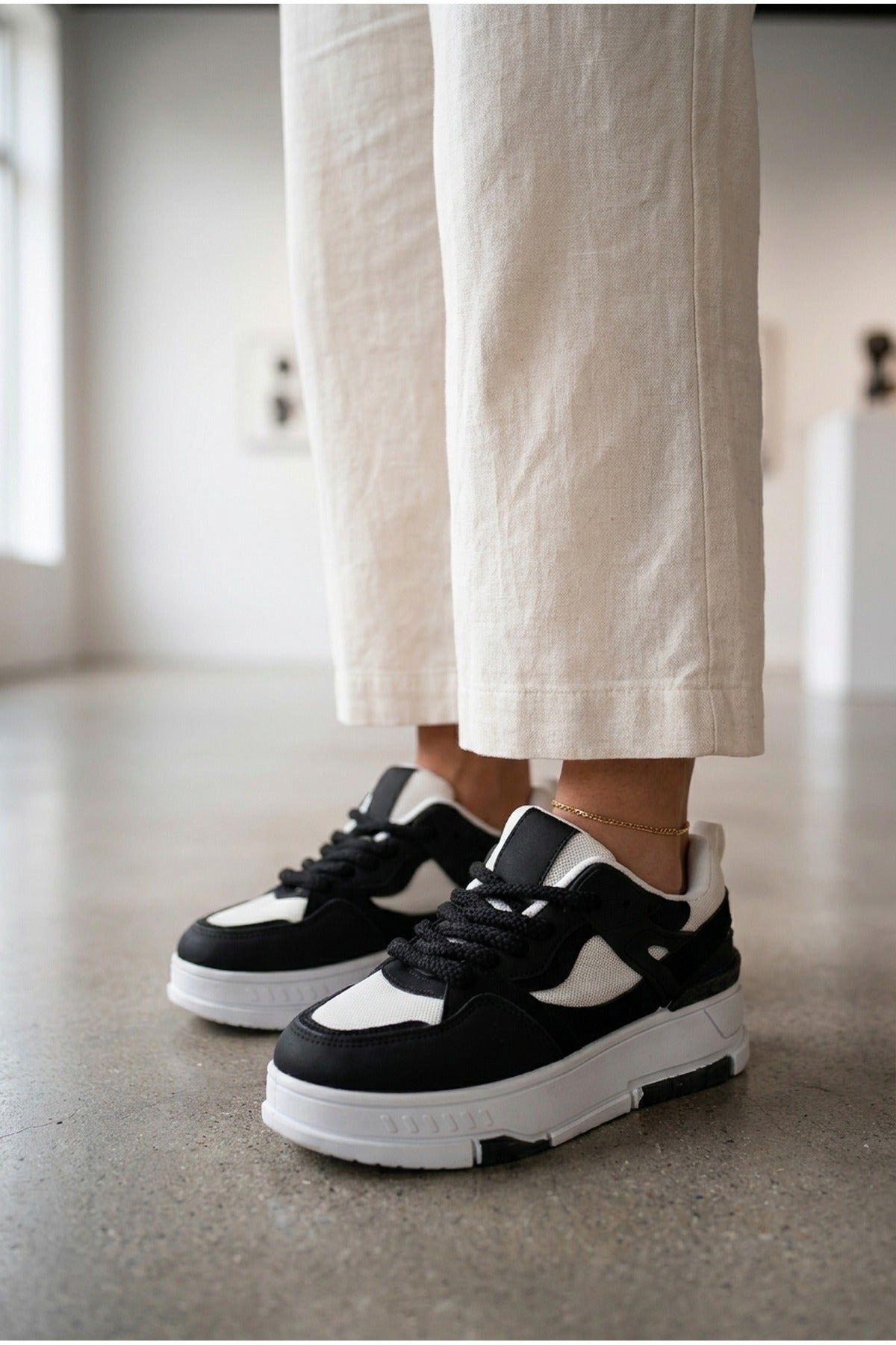 Black Genevieve Monochrome Chunky Sole Trainers, Image 4 of 4